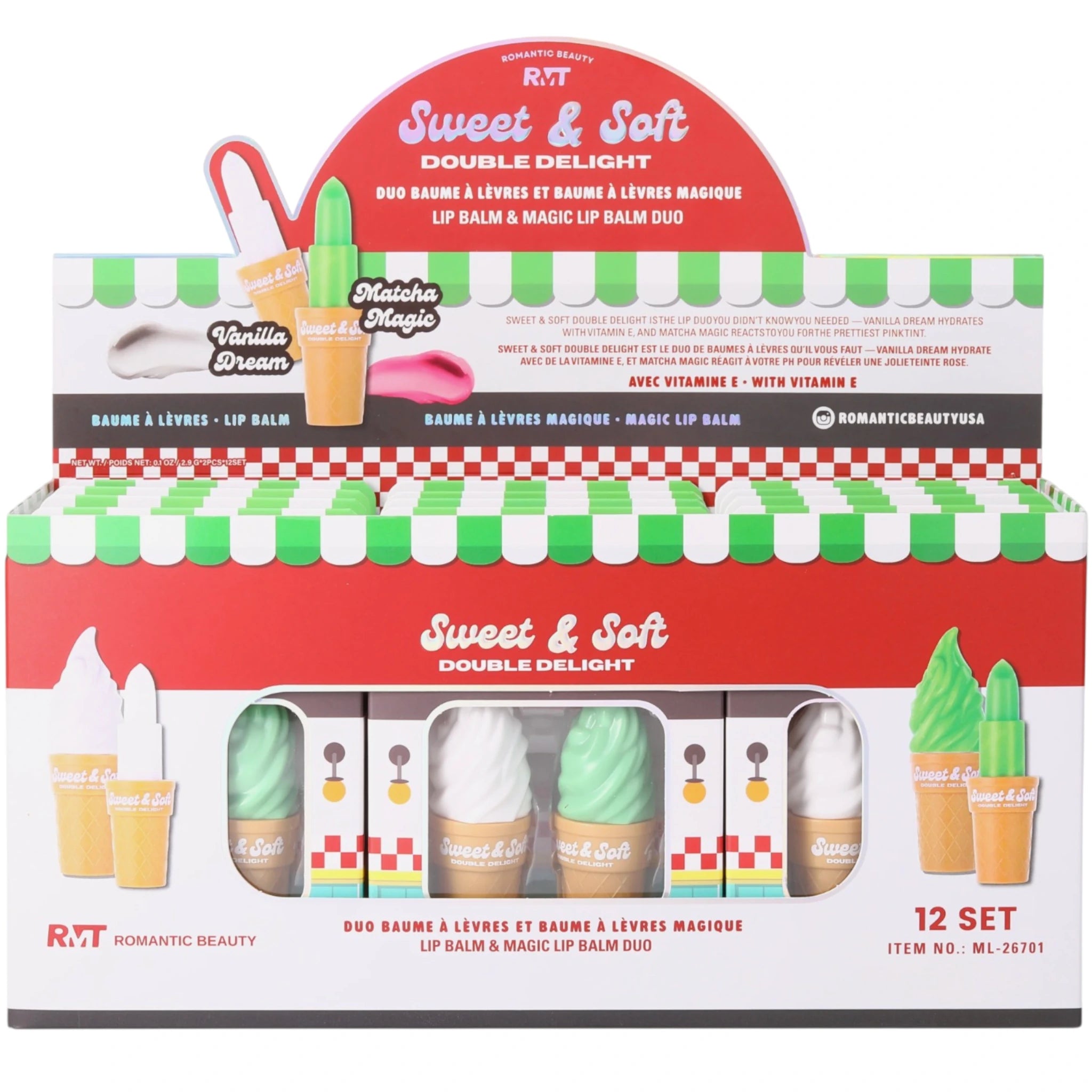 (12-pack) Romantic Beauty Sweet & Soft Lip Balm & Magic Lip Balm Duo (Set) - Image 1