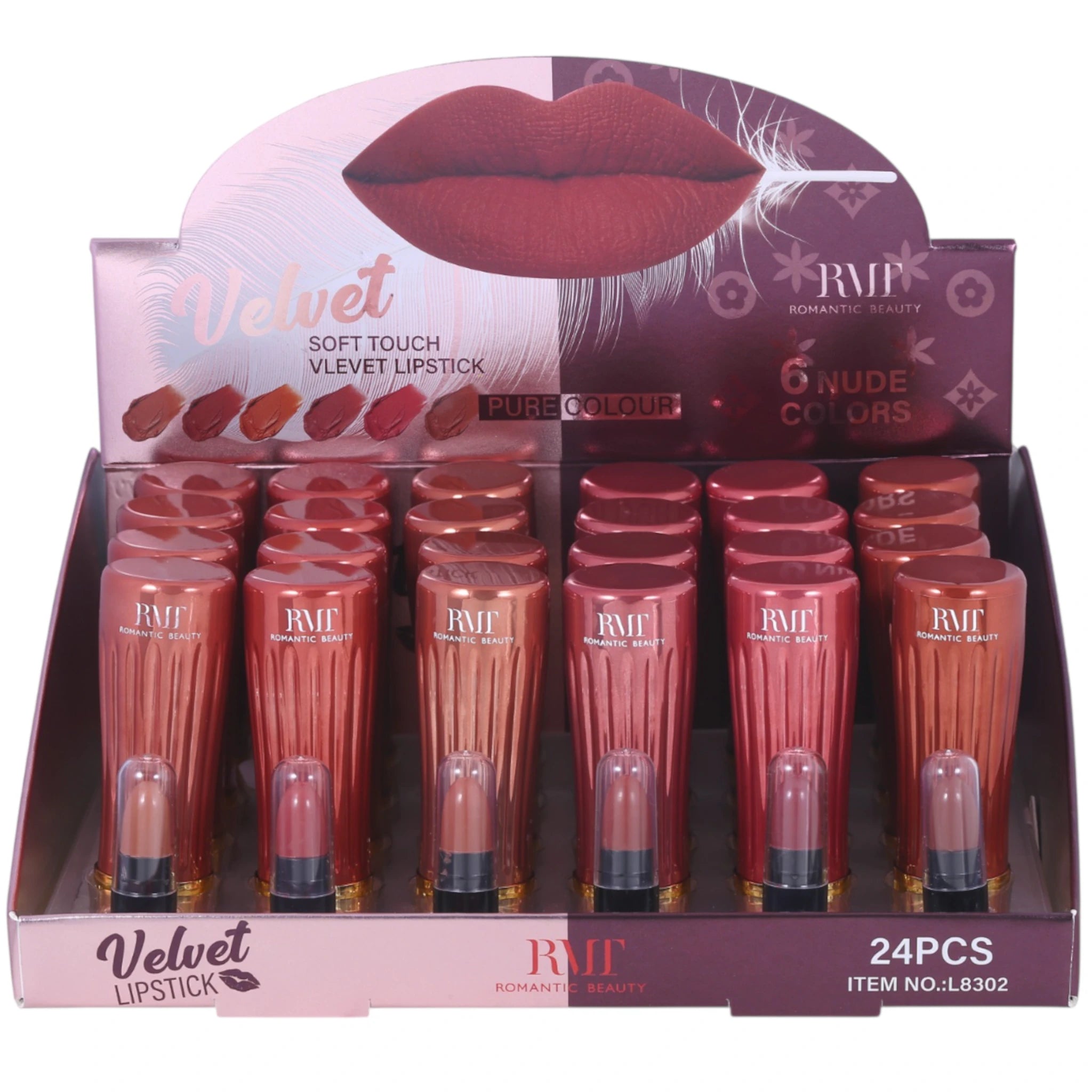 (24-pack) Romantic Beauty Velvet Soft Touch Lipstick