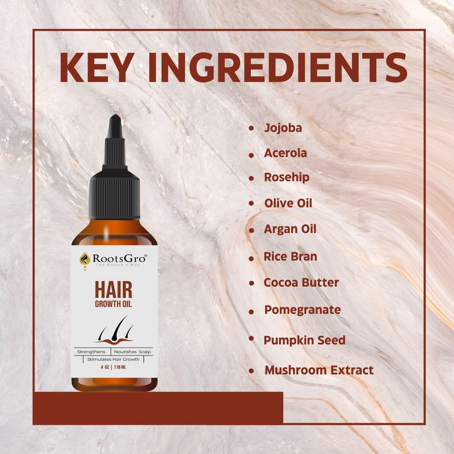 Rootsgro Hair Oil Infused With the Blend of 30 Essential Oils Rosemary Olive - Thumbnail 3