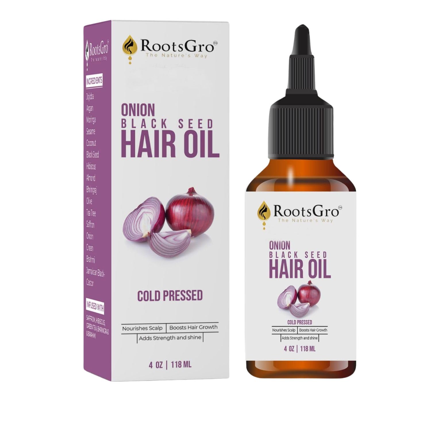 Rootsgro Onion Black Seed Oil Cold Pressed Potentially Helps To Strengthen