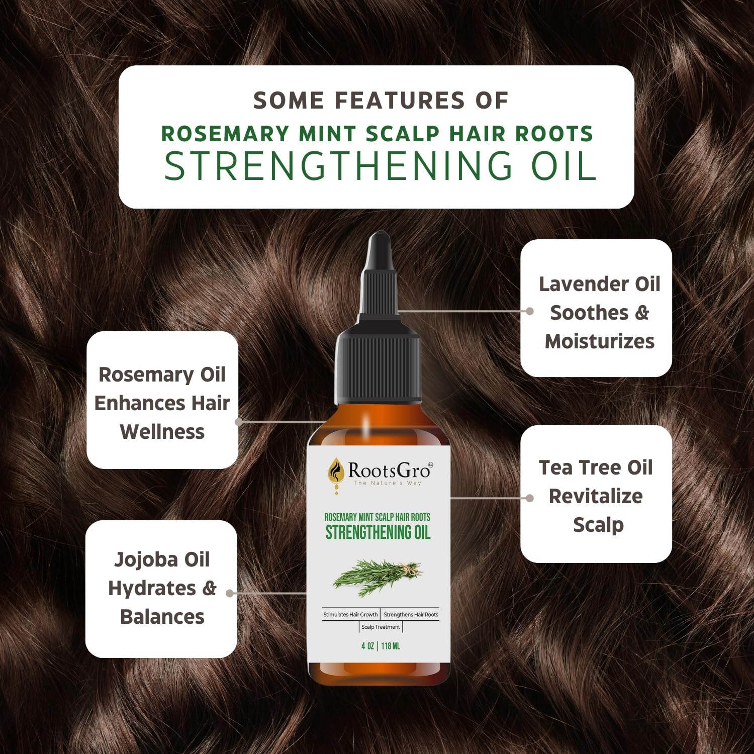 Rootsgro Rosemary Mint Oil 4 oz - Thumbnail 2