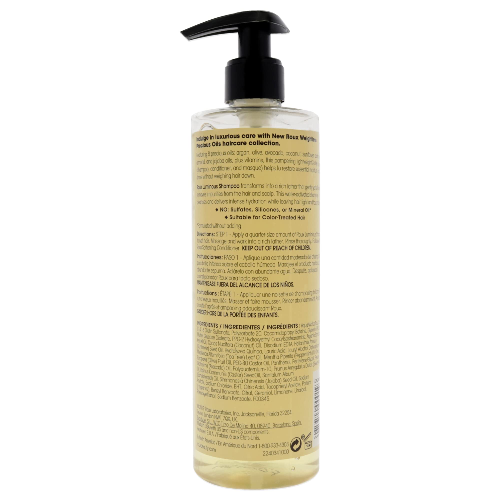 Roux Weightless Precious Oils Luminous Shampoo Shampoo Unisex Unisex 12 oz - Thumbnail 2