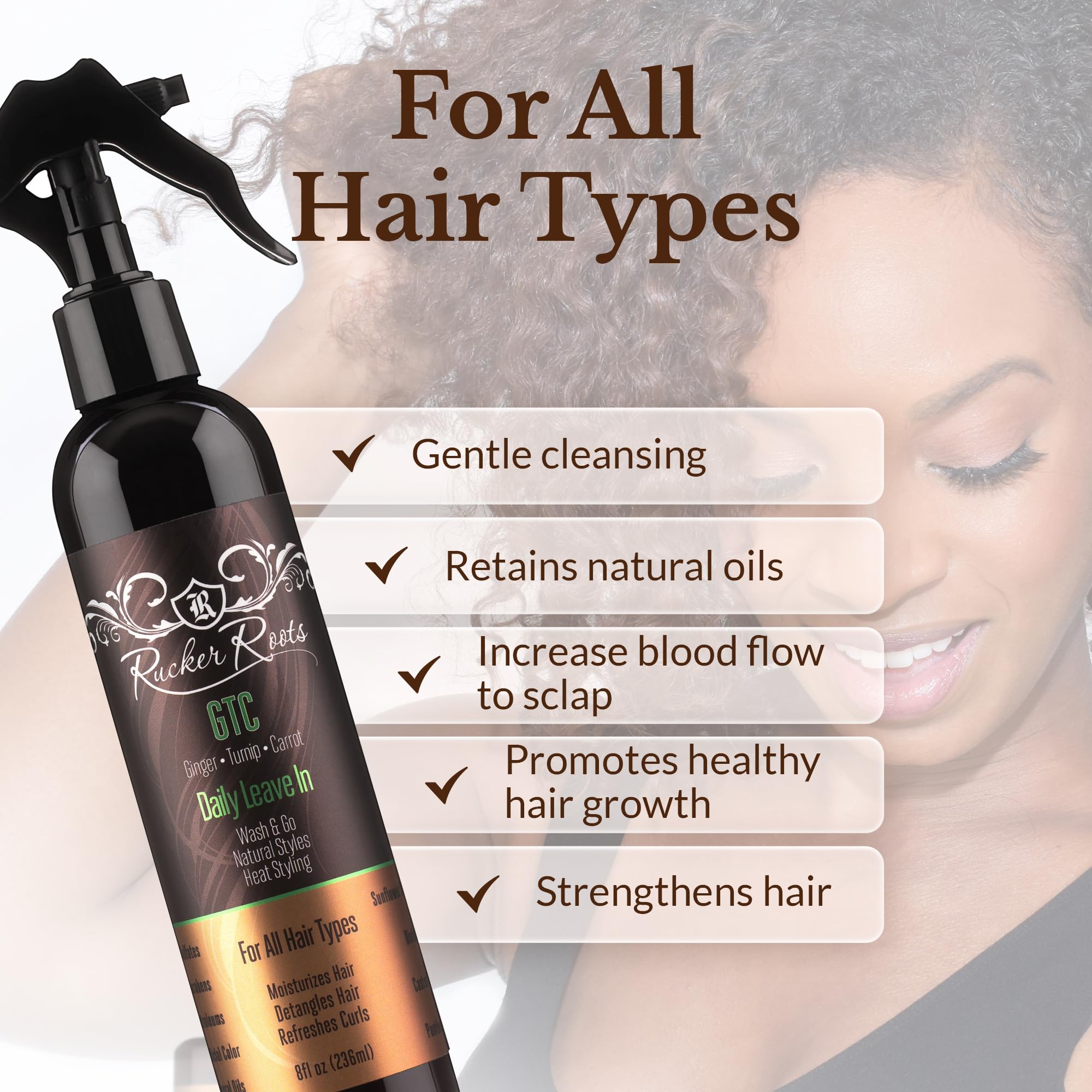 Rucker Roots Gtc Daily Leave In With Biotin 8fl.oz. Moisturizing Detangles All - Thumbnail 3