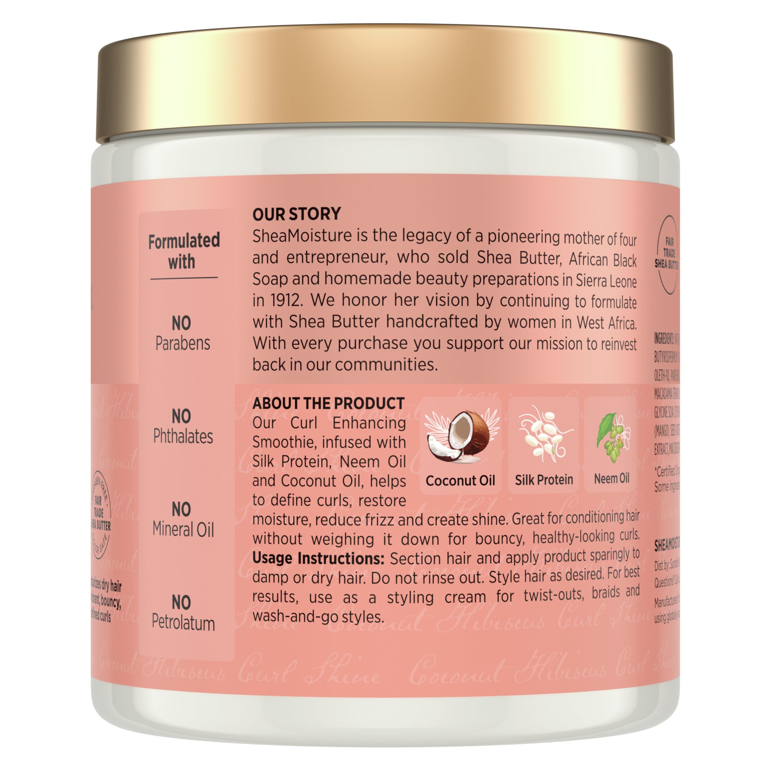 Sheamoisture Smoothie Curl Enhancing Hair Cream Coconut Hibiscus 12 oz - Thumbnail 2