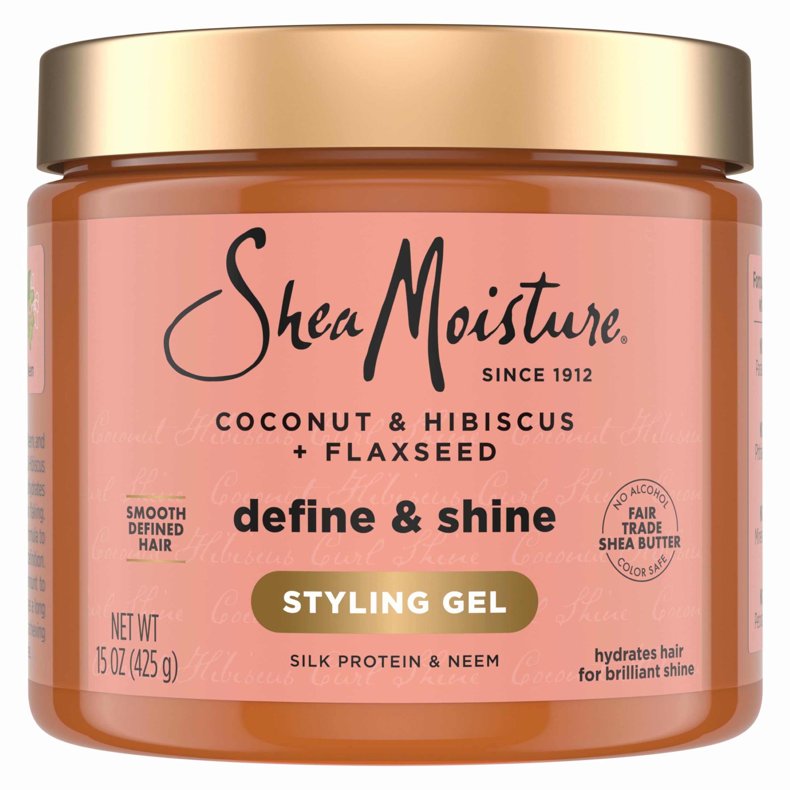 Sheamoisture Define Shine Styling Gel + Flaxseed Coconut Hibiscus 15 oz