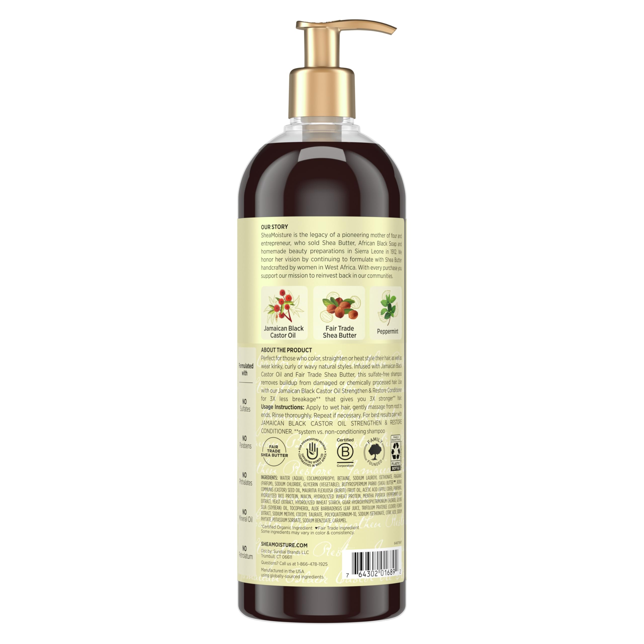 Sheamoisture Strengthen and Restore Shampoo 100% Pure Jamaican Black Castor Oil - Thumbnail 2