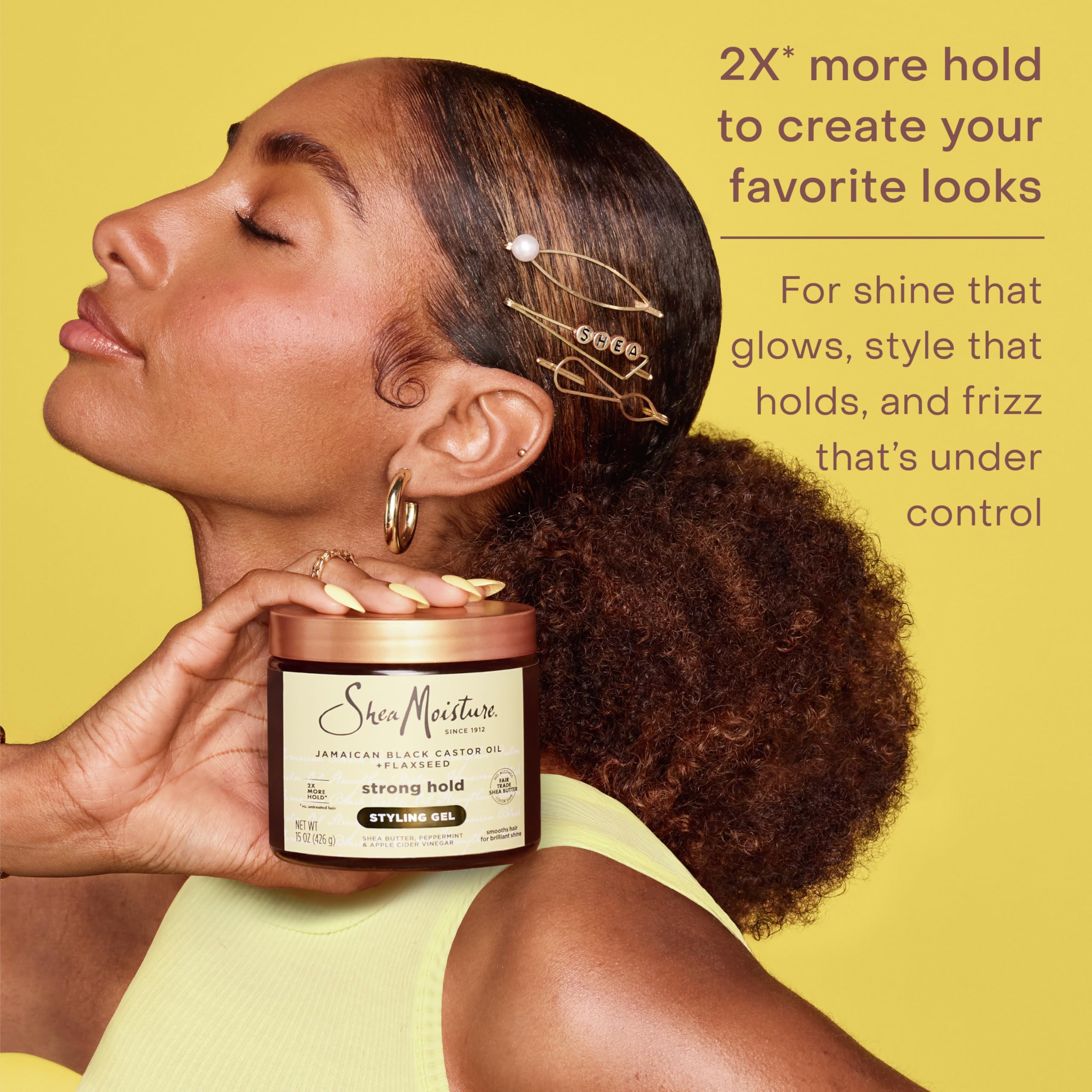 Sheamoisture Strong Hold Styling Gel + Flaxseed Jamaican Black Castor Oil 15 oz - Thumbnail 3