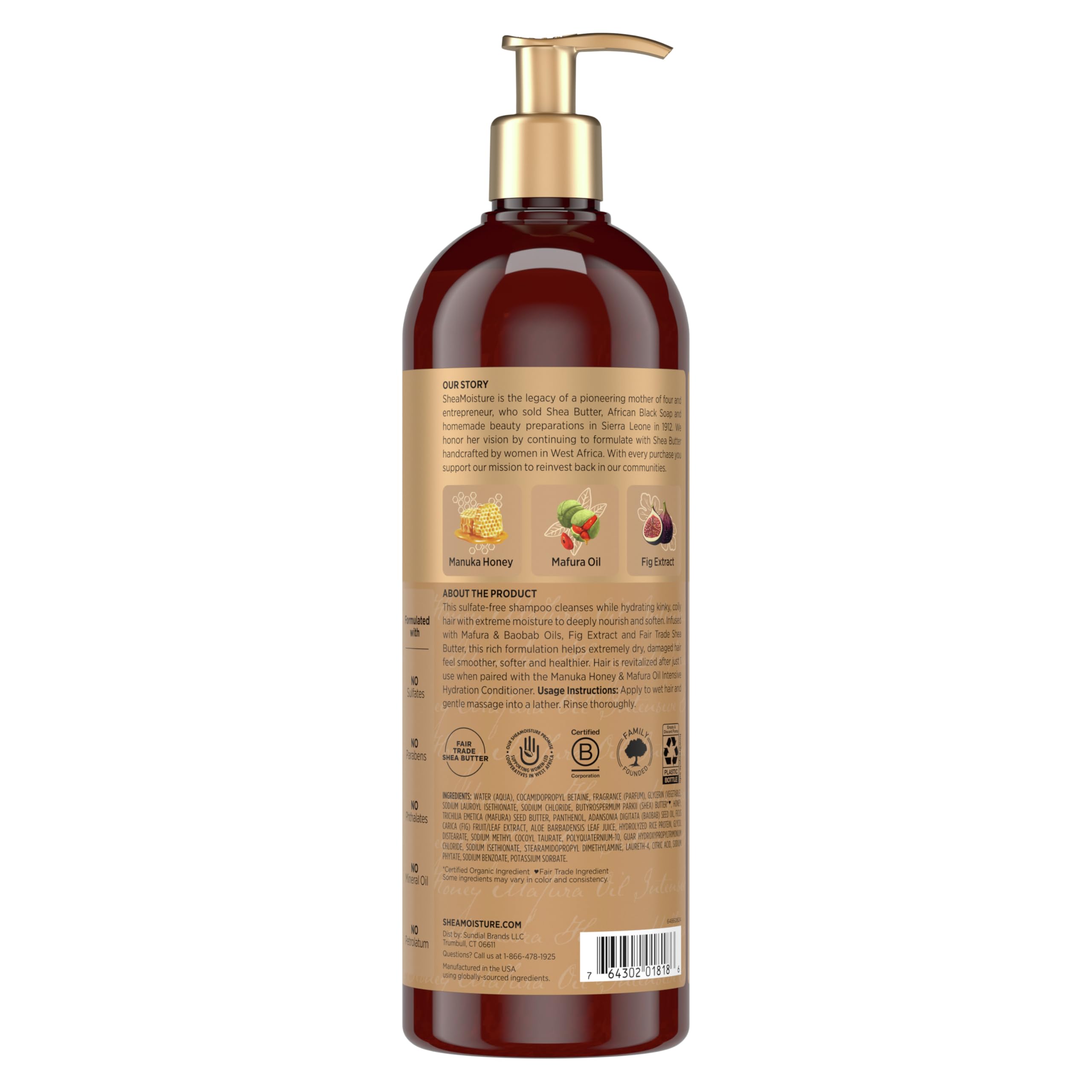Sheamoisture Intensive Hydration Shampoo Manuka Honey and Mafura Oil 13 Fl Oz - Thumbnail 2
