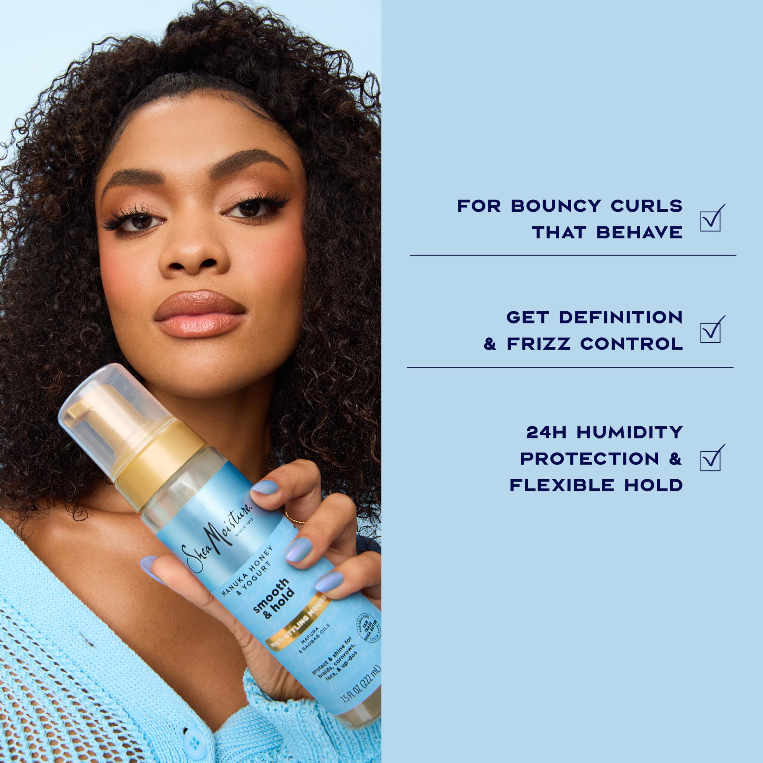 Sheamoisture Manuka Honey Yogurt Smooth Hold Multi Styling Hair Mousse for - Thumbnail 2