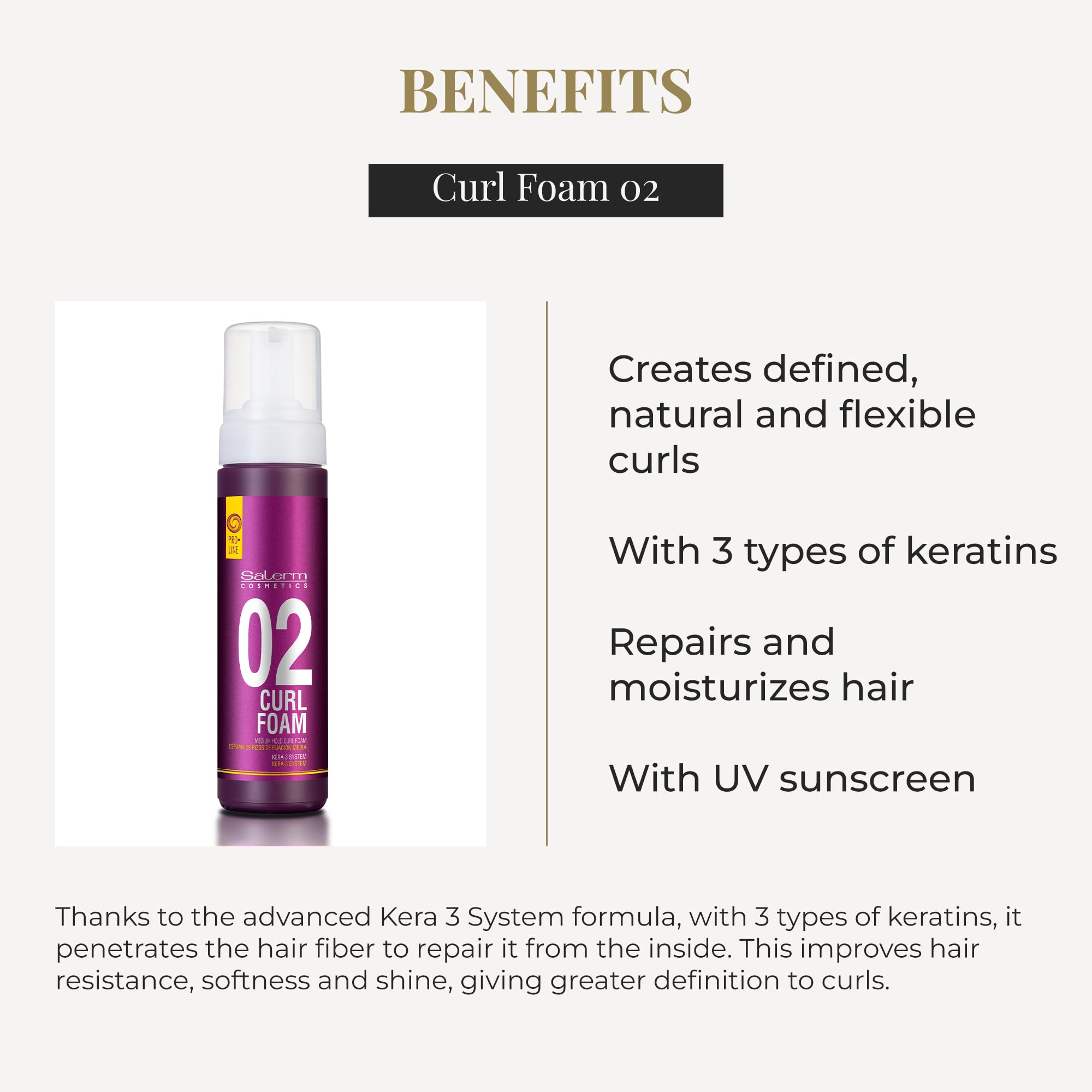 Salerm Curly Hair Foam Pro Line Curl Foam 02 Creates Defined Natural and - Thumbnail 3