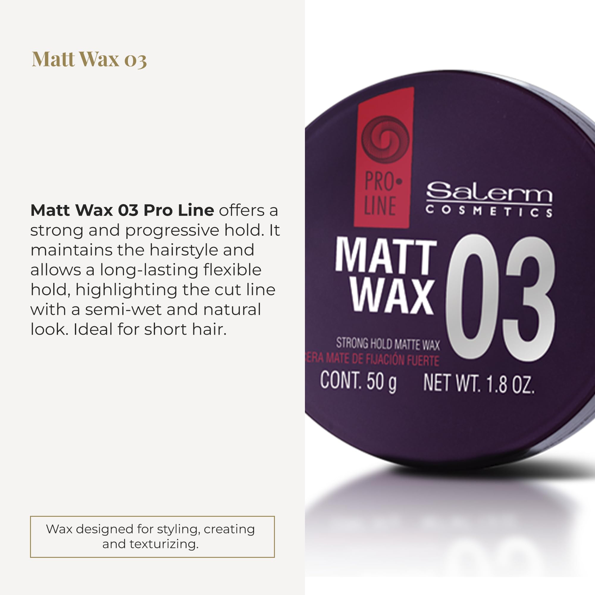 Salerm Hair Wax Pro Line Matt Wax 03 for Short Hair Strong and Flexible Hold - Thumbnail 2