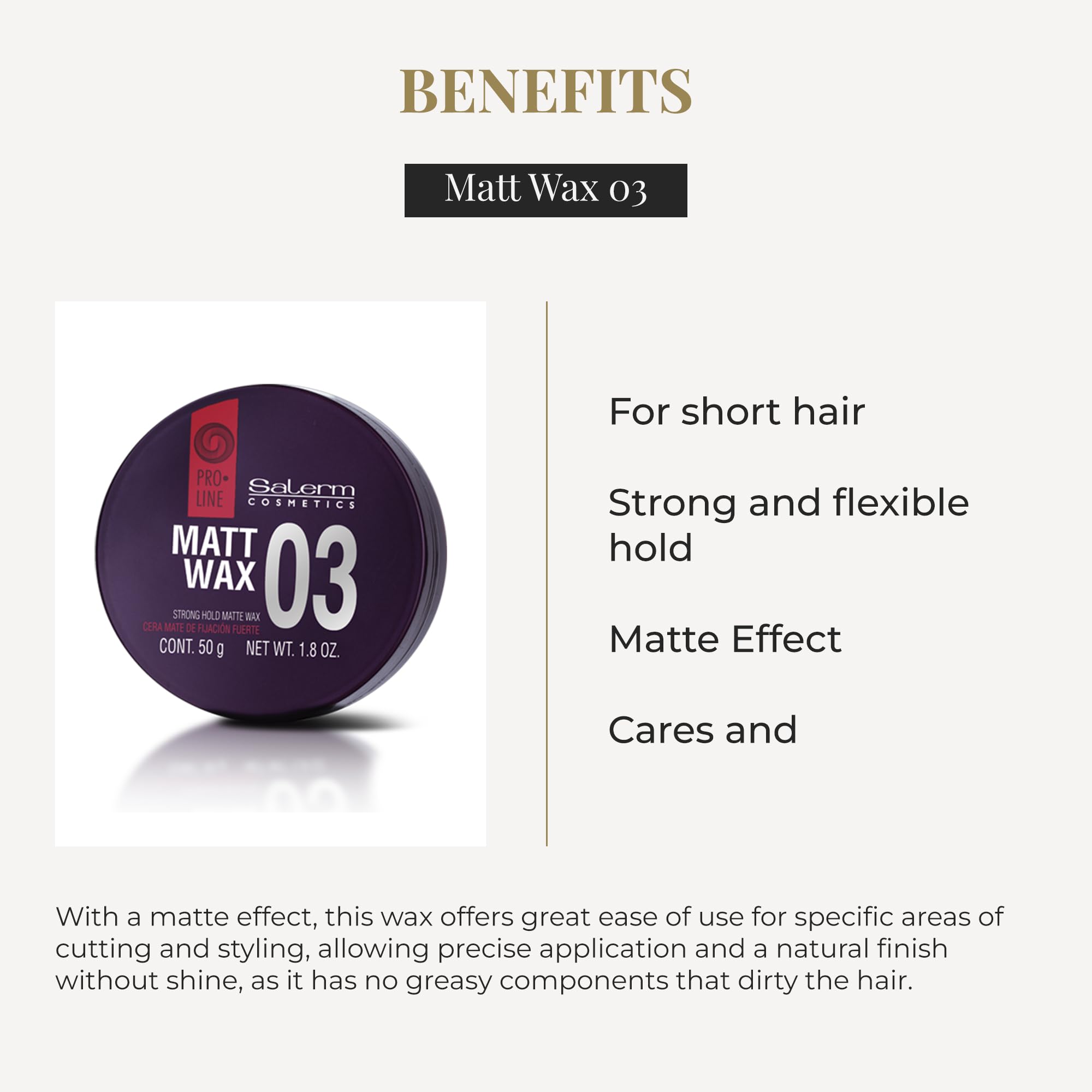 Salerm Hair Wax Pro Line Matt Wax 03 for Short Hair Strong and Flexible Hold - Thumbnail 3