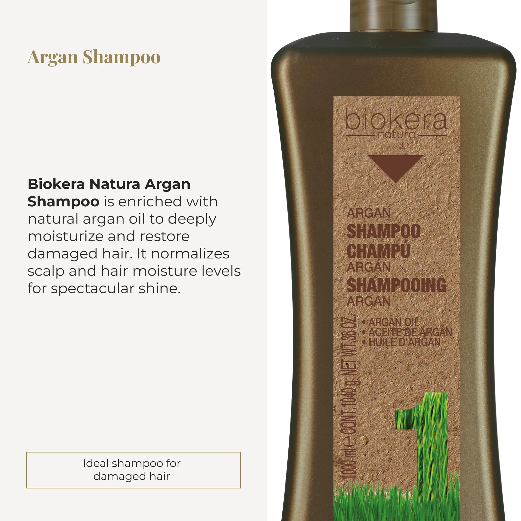 Salerm Argan Shampoo Biokera Natura for Damaged Hair With Argan and Cotton Oil - Thumbnail 2