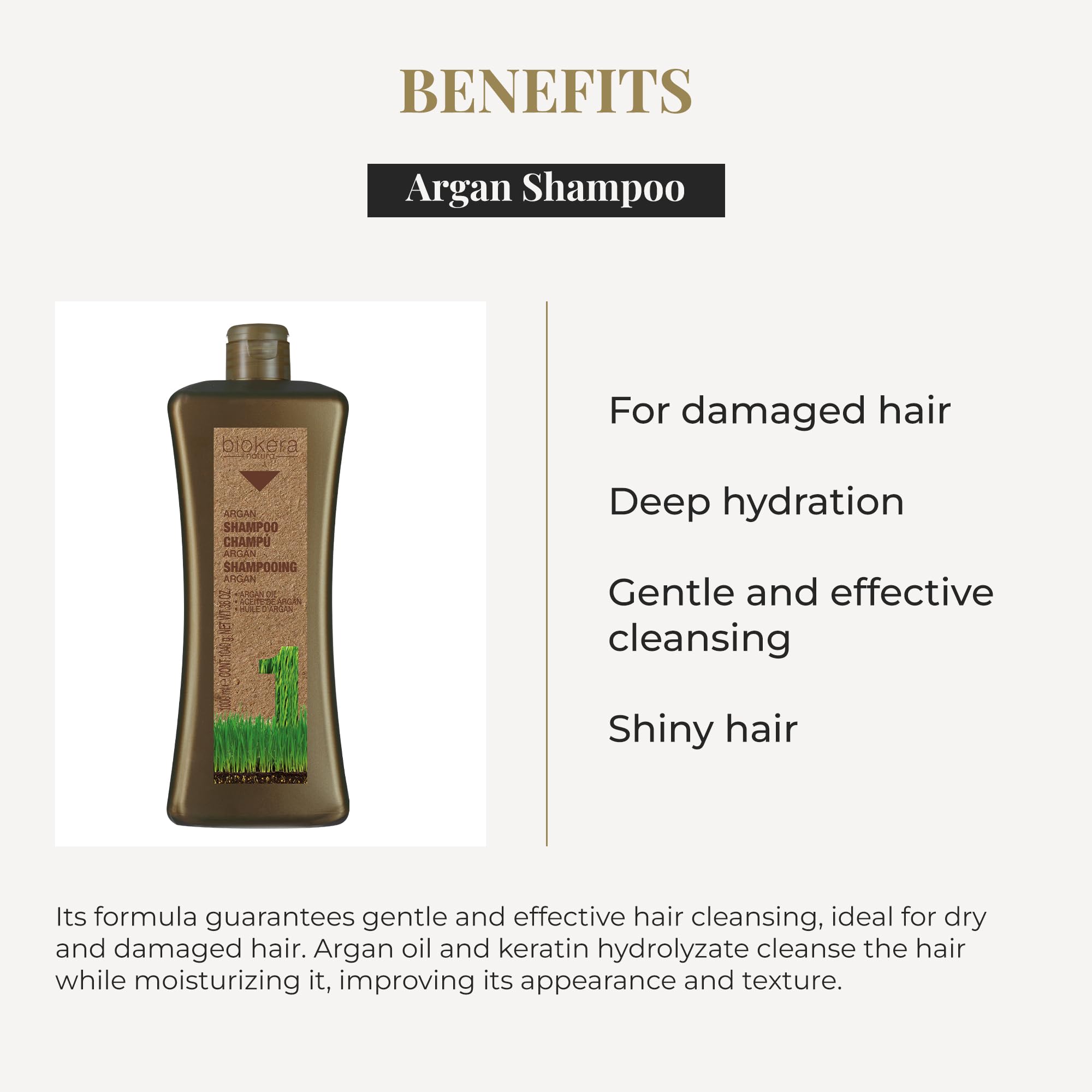 Salerm Argan Shampoo Biokera Natura for Damaged Hair With Argan and Cotton Oil - Thumbnail 3