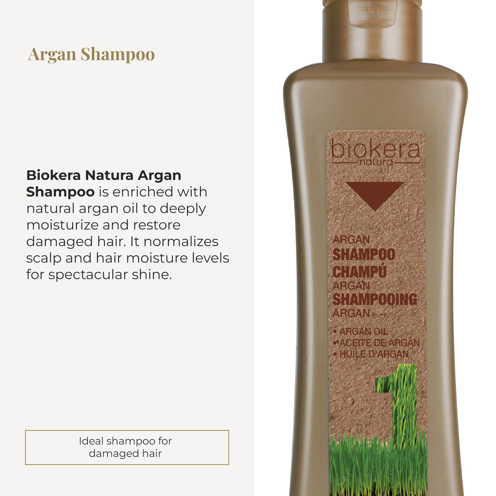 Salerm Argan Shampoo Biokera Natura for Damaged Hair With Argan and Cotton Oil - Thumbnail 2