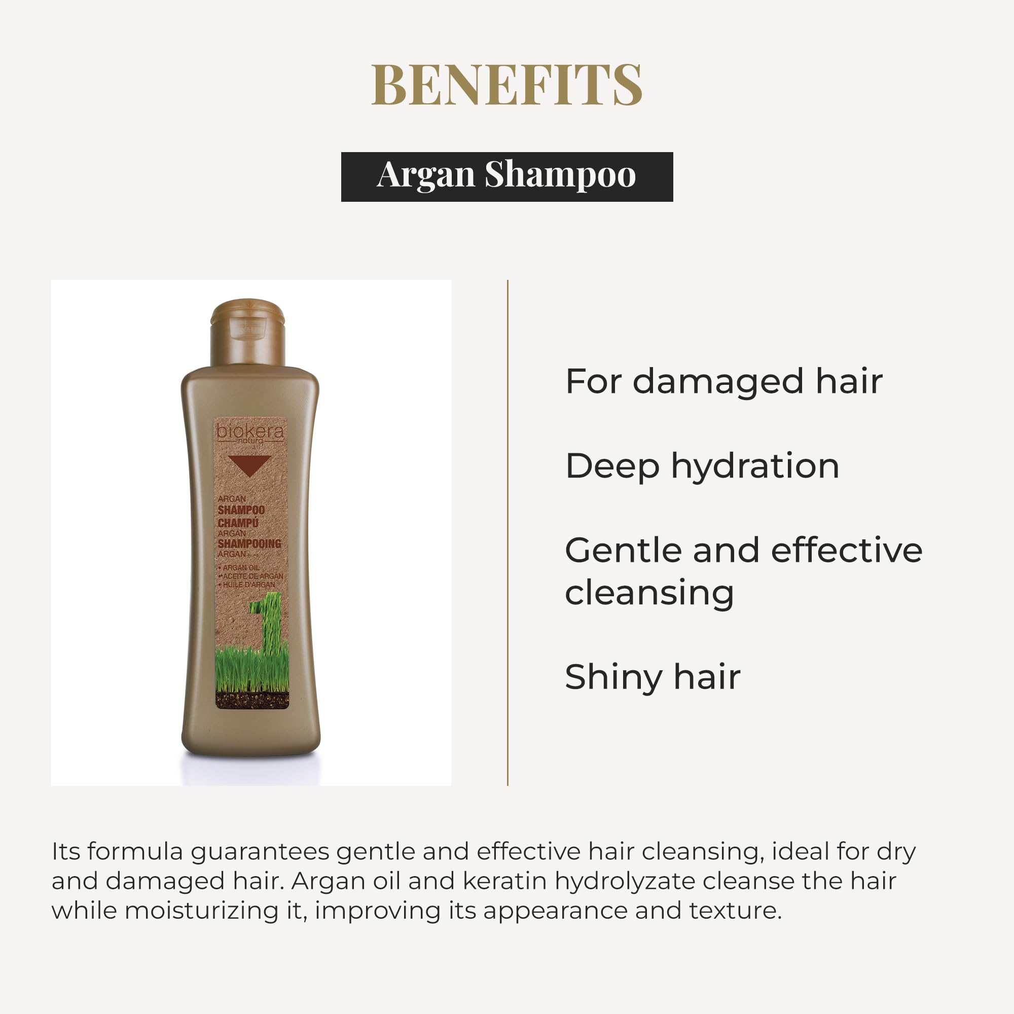 Salerm Argan Shampoo Biokera Natura for Damaged Hair With Argan and Cotton Oil - Thumbnail 3