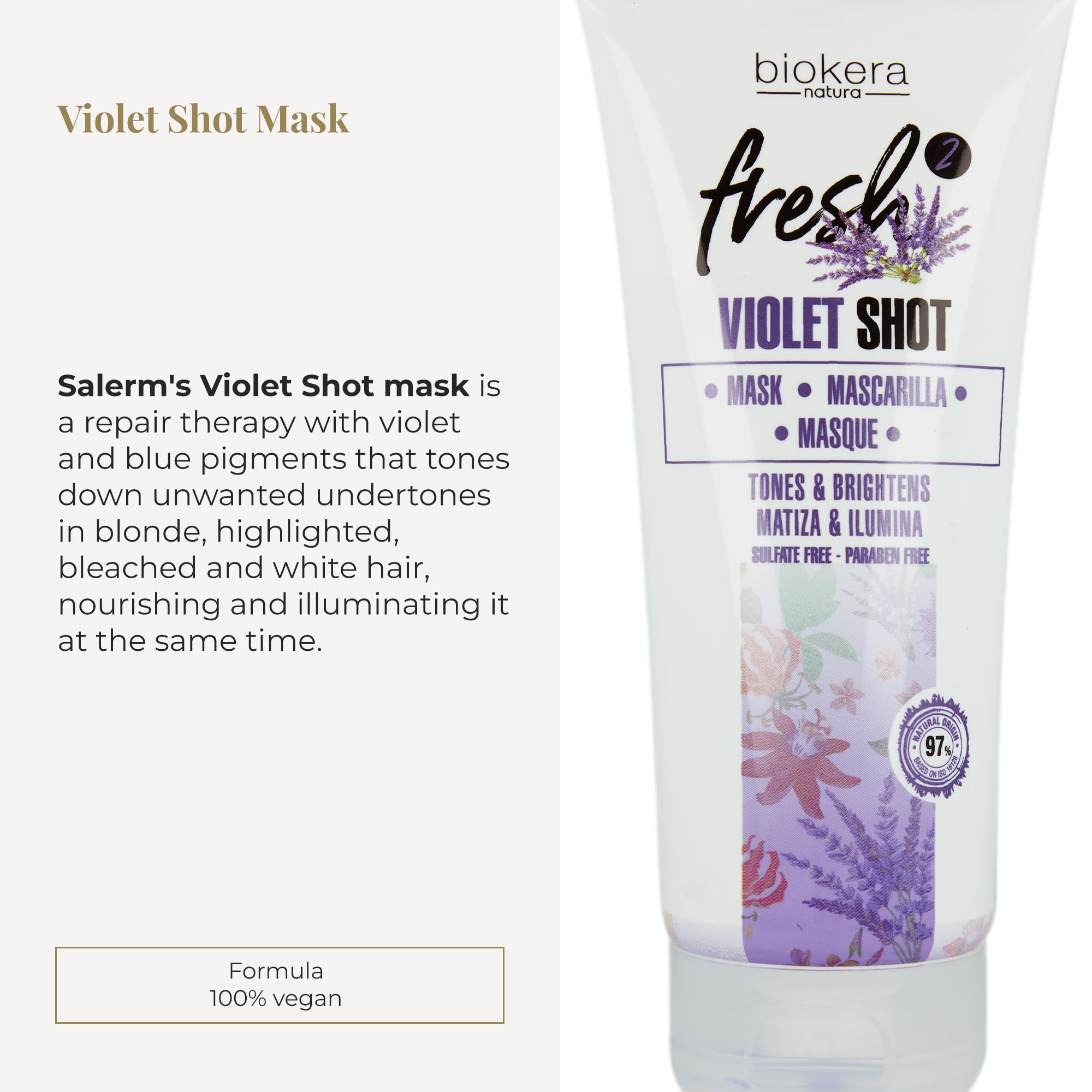 Salerm Purple Mask Biokera Fresh Violet Shot Mask for Blonde Gray Highlighted - Thumbnail 2