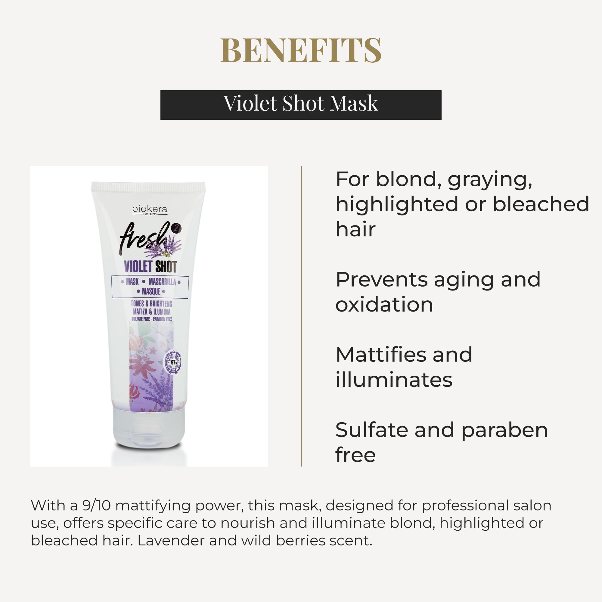 Salerm Purple Mask Biokera Fresh Violet Shot Mask for Blonde Gray Highlighted - Thumbnail 3