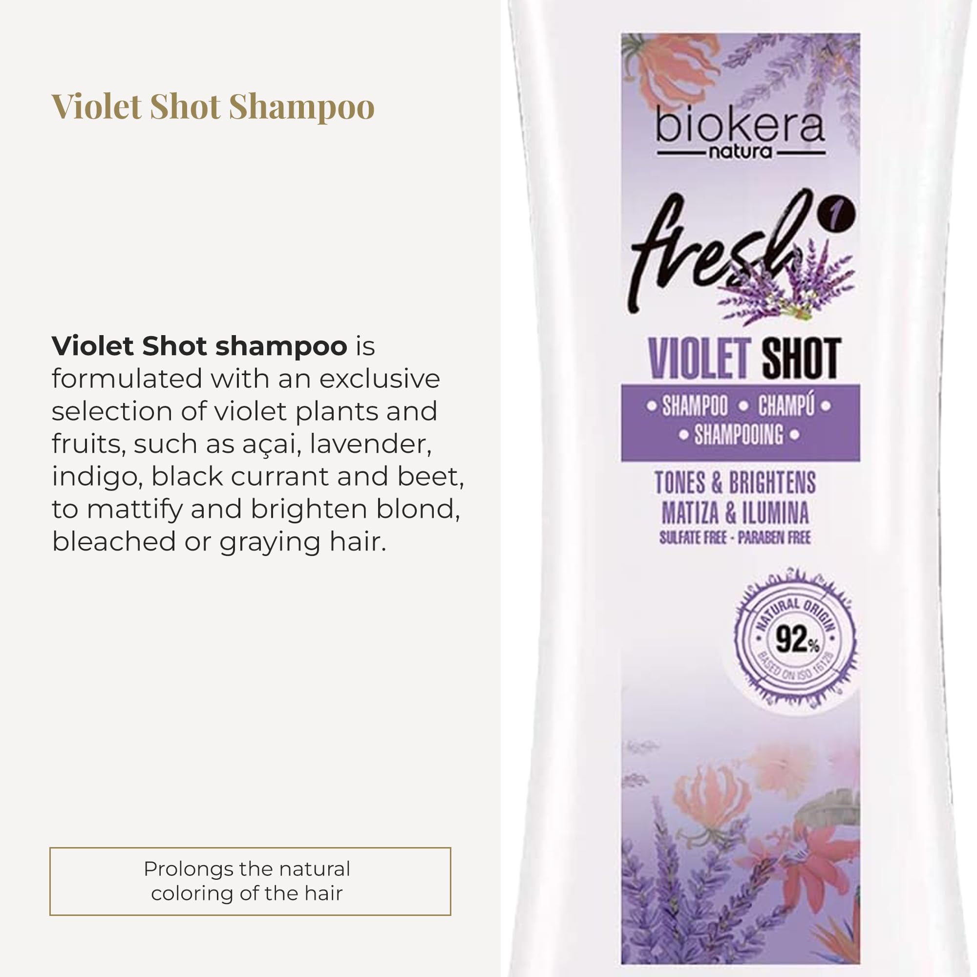 Salerm Purple Shampoo for Blonde Gray Highlighted or Bleached Hair Biokera - Thumbnail 2