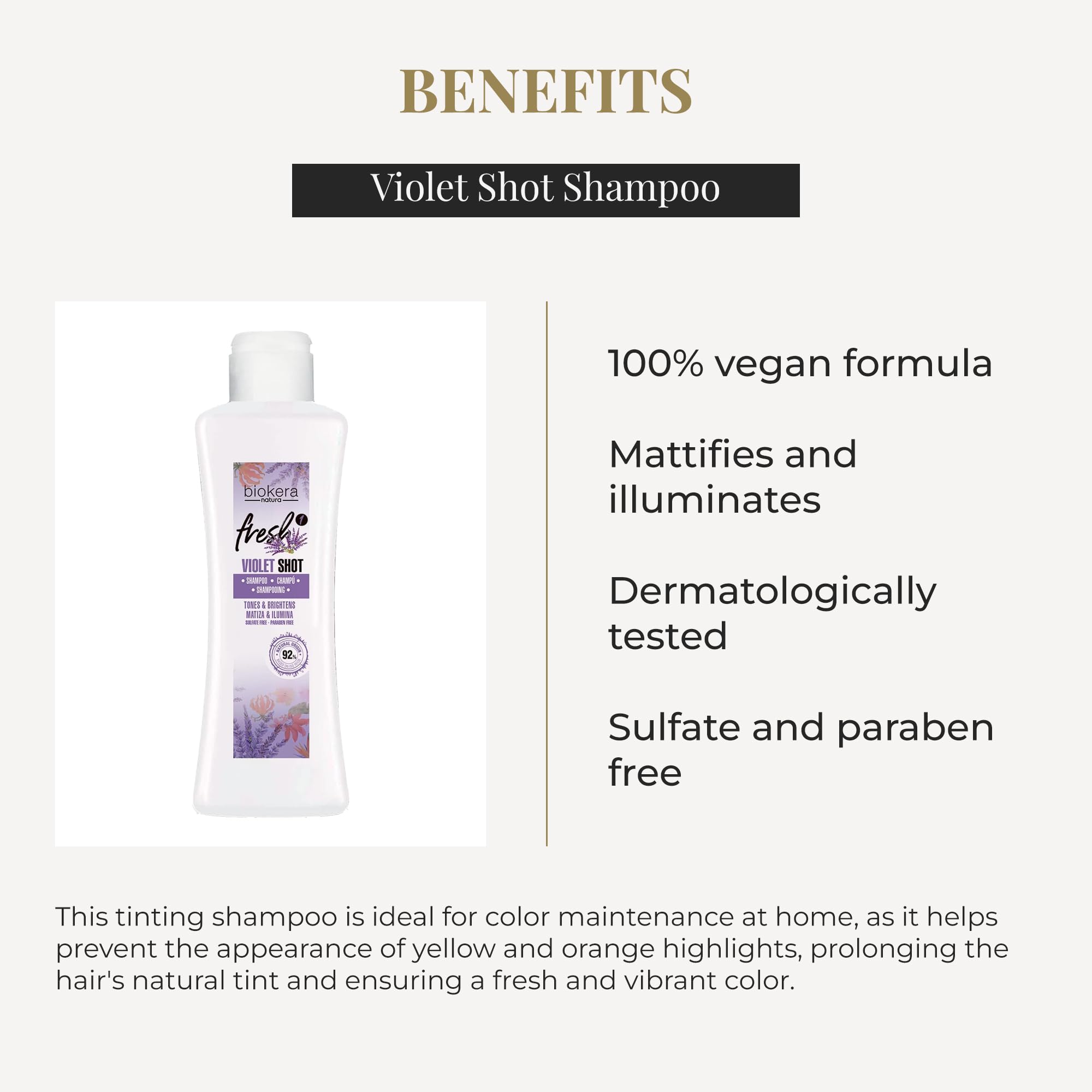 Salerm Purple Shampoo for Blonde Gray Highlighted or Bleached Hair Biokera - Thumbnail 3