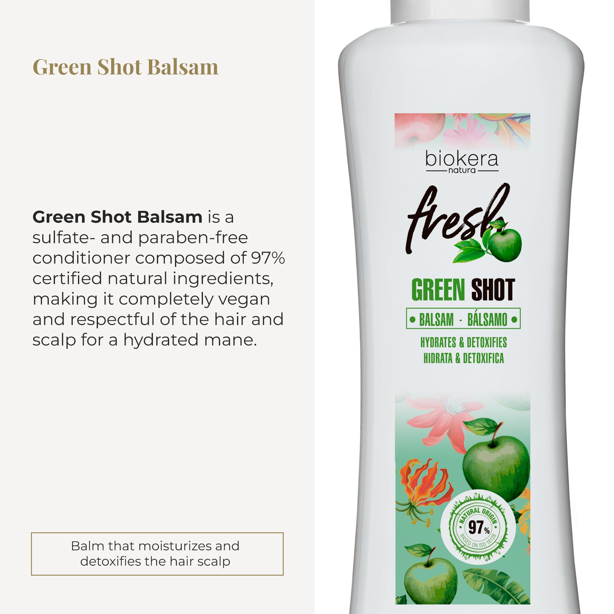 Salerm Hair Conditioner Green Shot Balm Biokera Fresh With Apple Green Tea Mint - Thumbnail 2