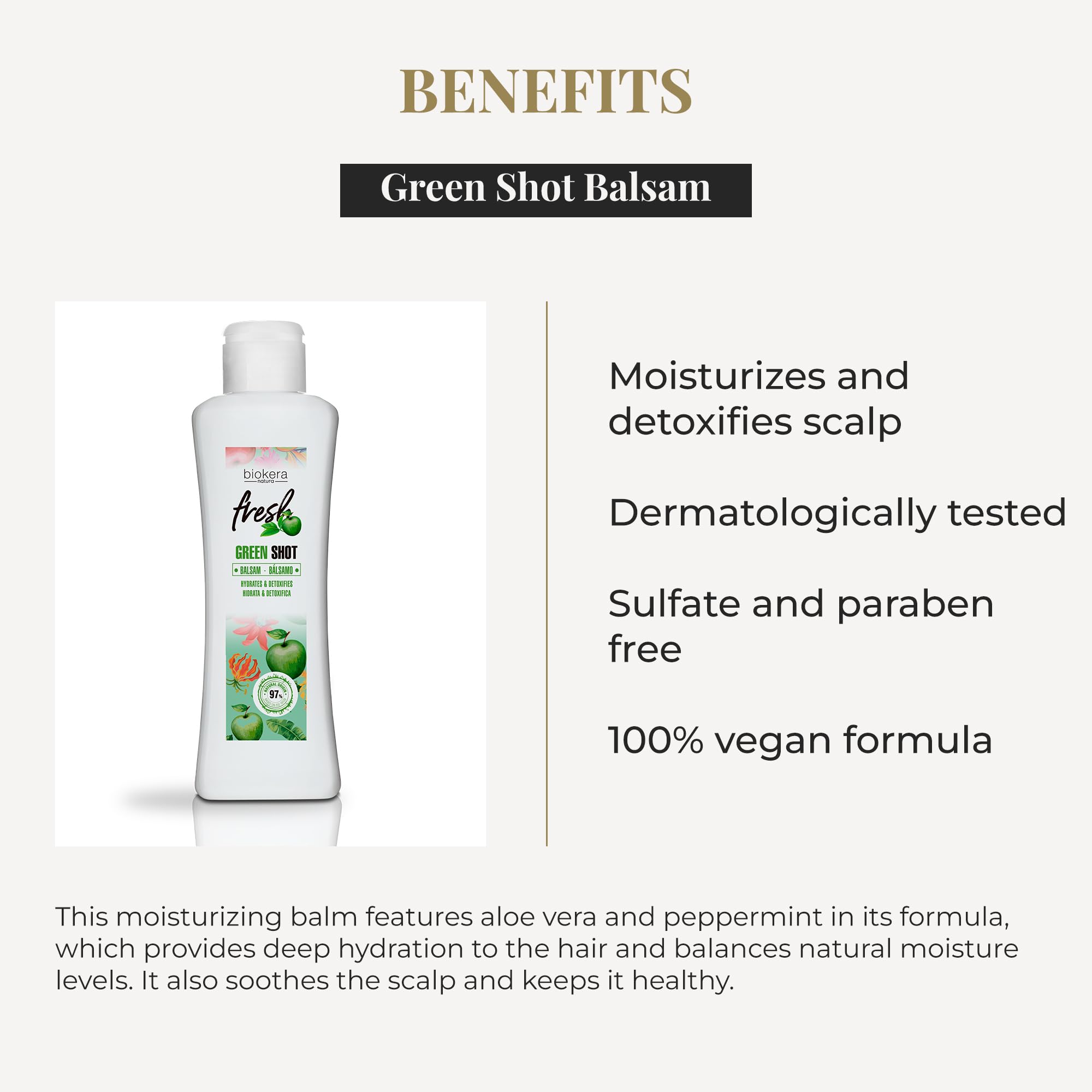 Salerm Hair Conditioner Green Shot Balm Biokera Fresh With Apple Green Tea Mint - Thumbnail 3