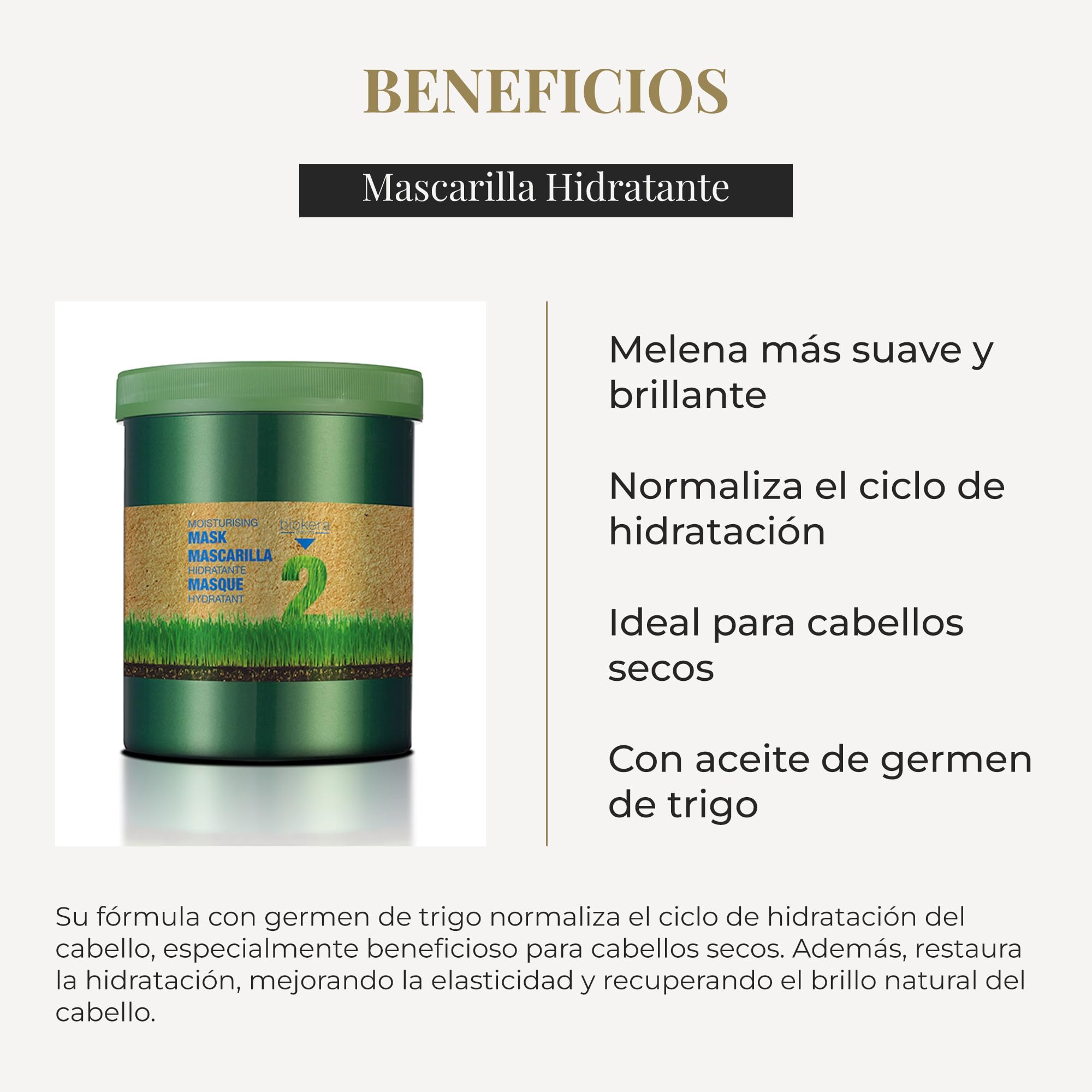 Salerm Moisturizing Mask Biokera Natura Dry or Dehydrated Hair With Wheat Germ - Thumbnail 3