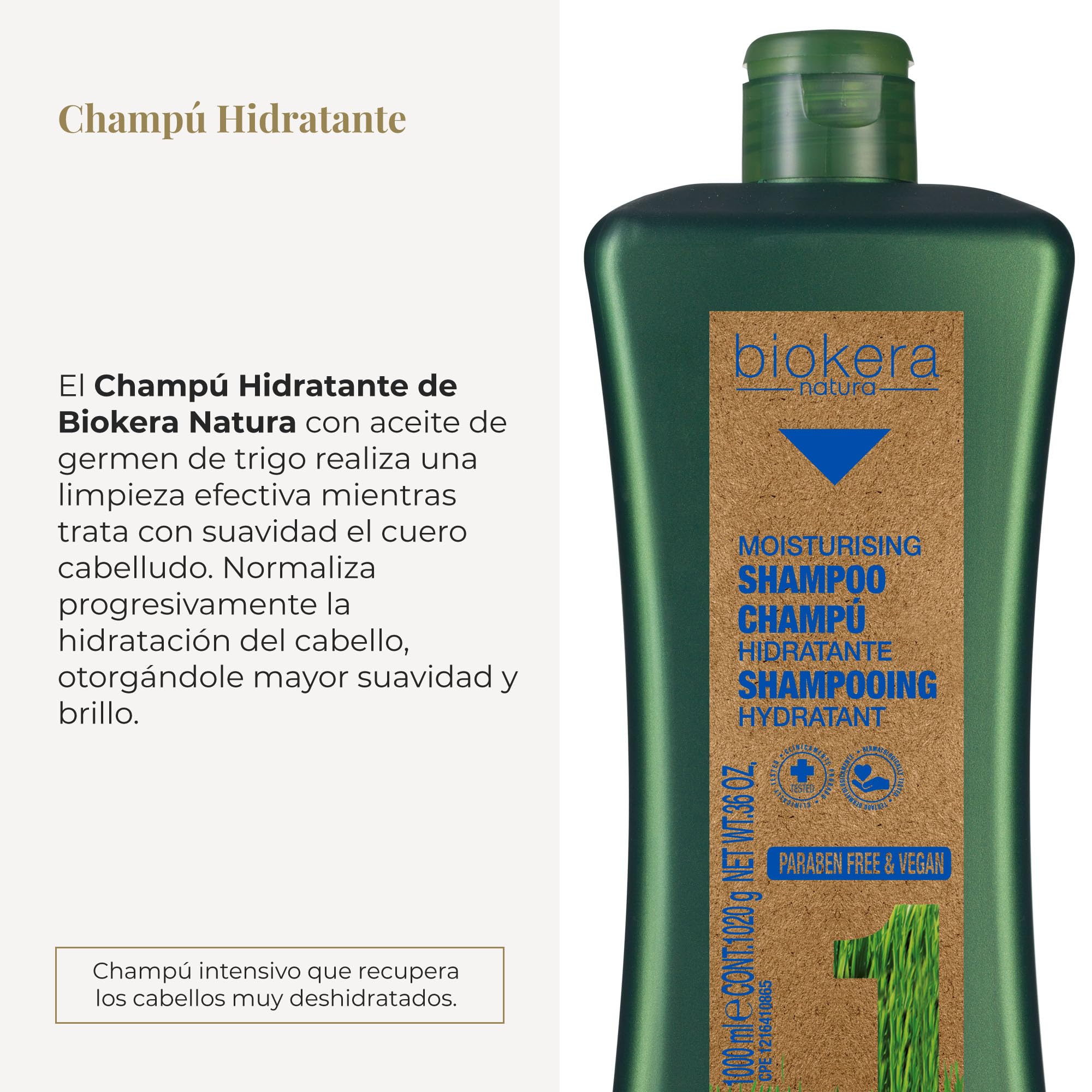 Salerm Biokera Natura Moisturising Shampoo / 1000 ml (36 oz) - Thumbnail 2