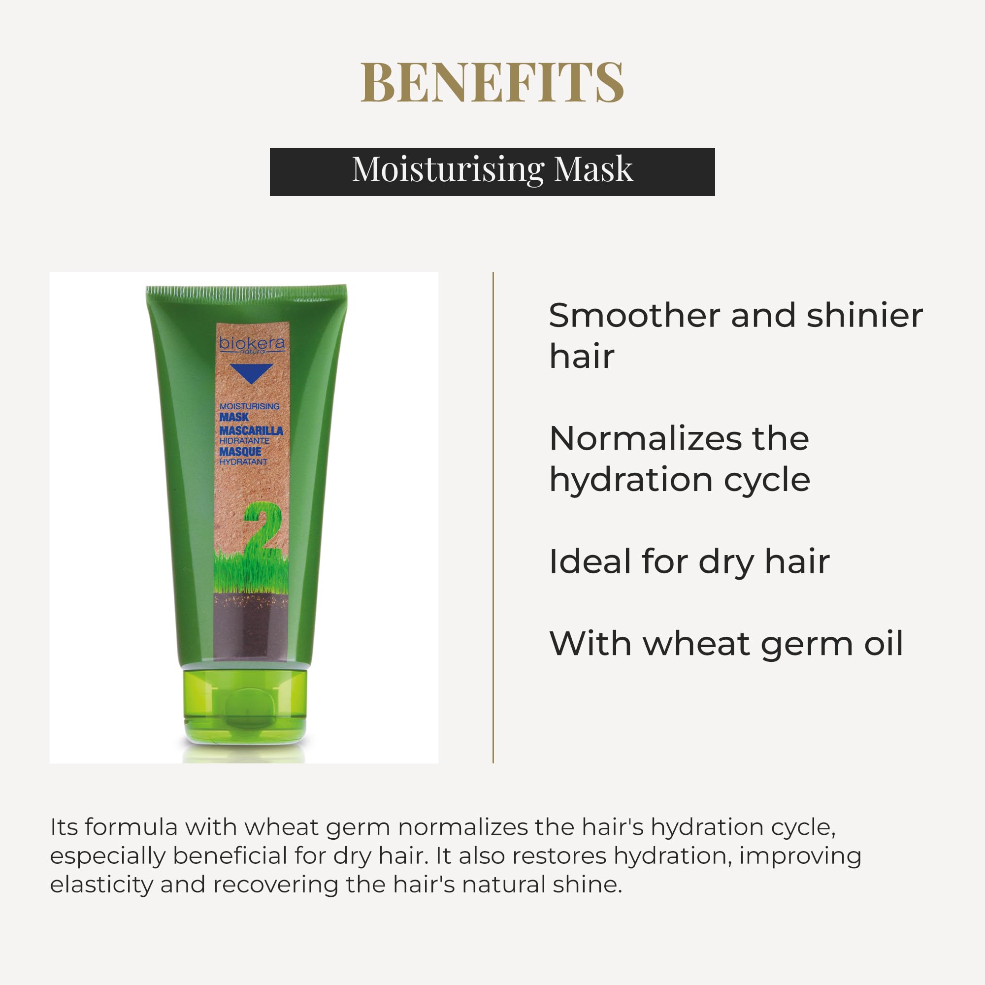 Salerm Moisturizing Mask Biokera Natura Dry or Dehydrated Hair With Wheat Germ - Thumbnail 3