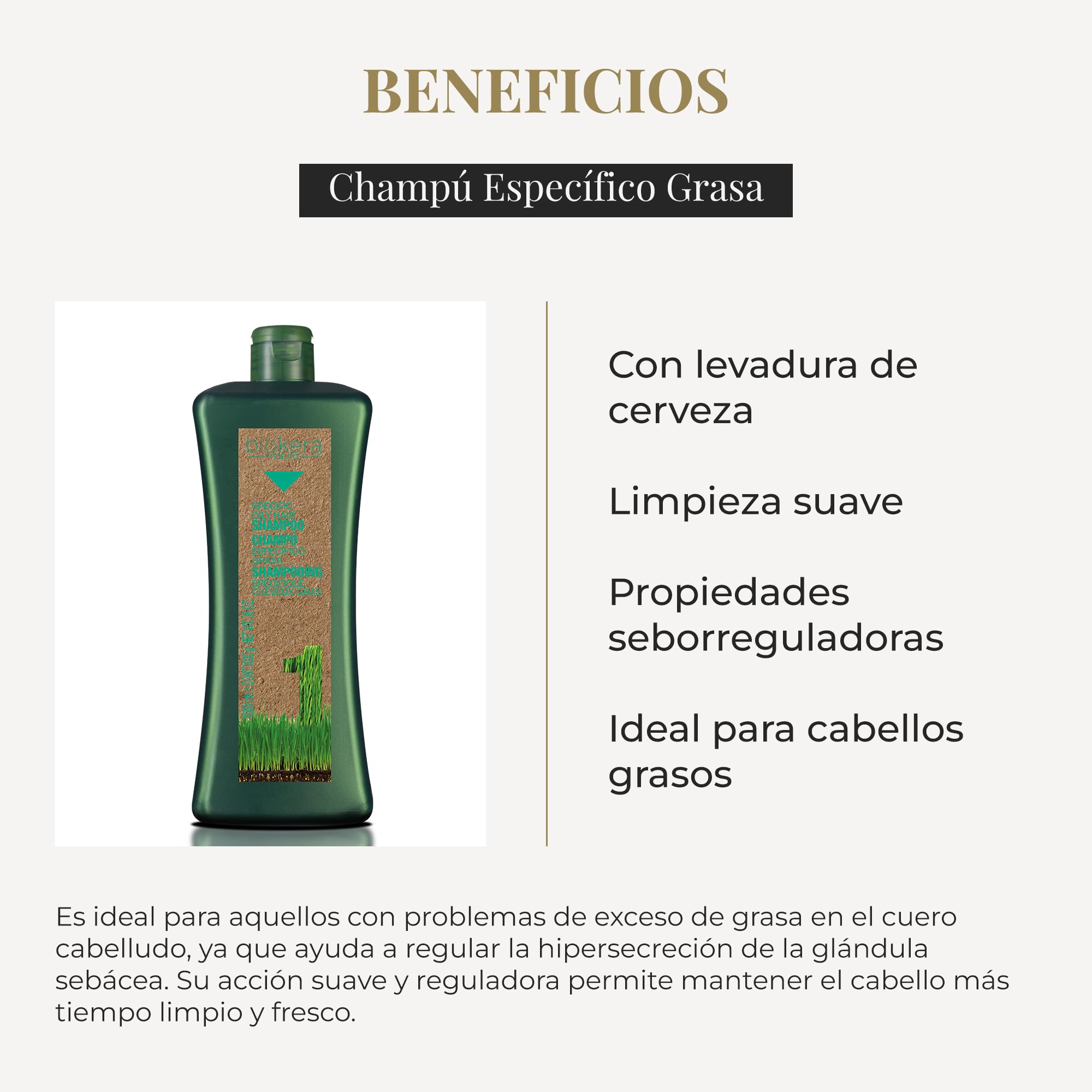 Salerm Cosmetics Biokera Natura Shampoo Specific Grease 1000 ml - Thumbnail 3