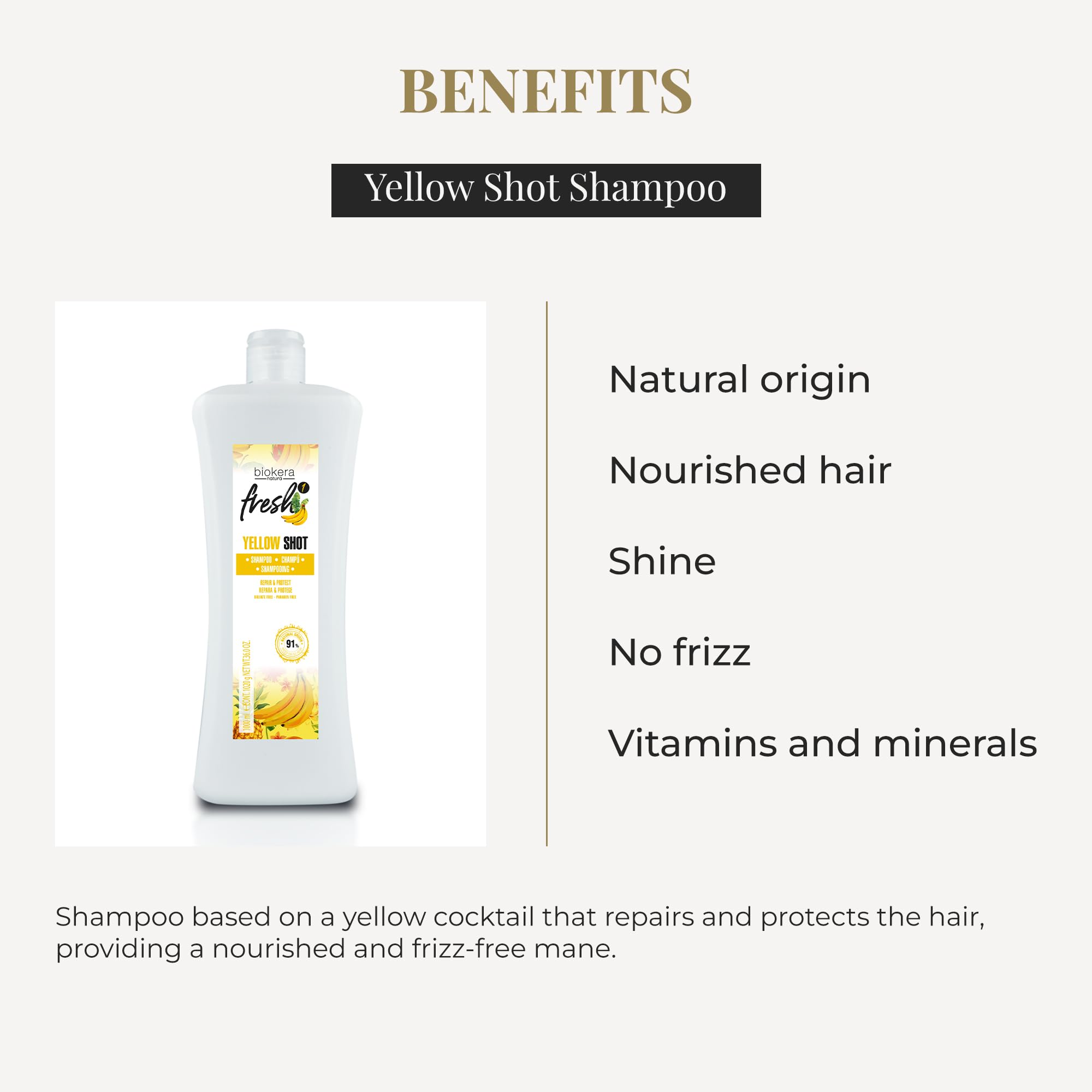 Salerm Repair Shampoo Yellow Shot Biokera Fresh Repairs and Protects for Shiny - Thumbnail 3