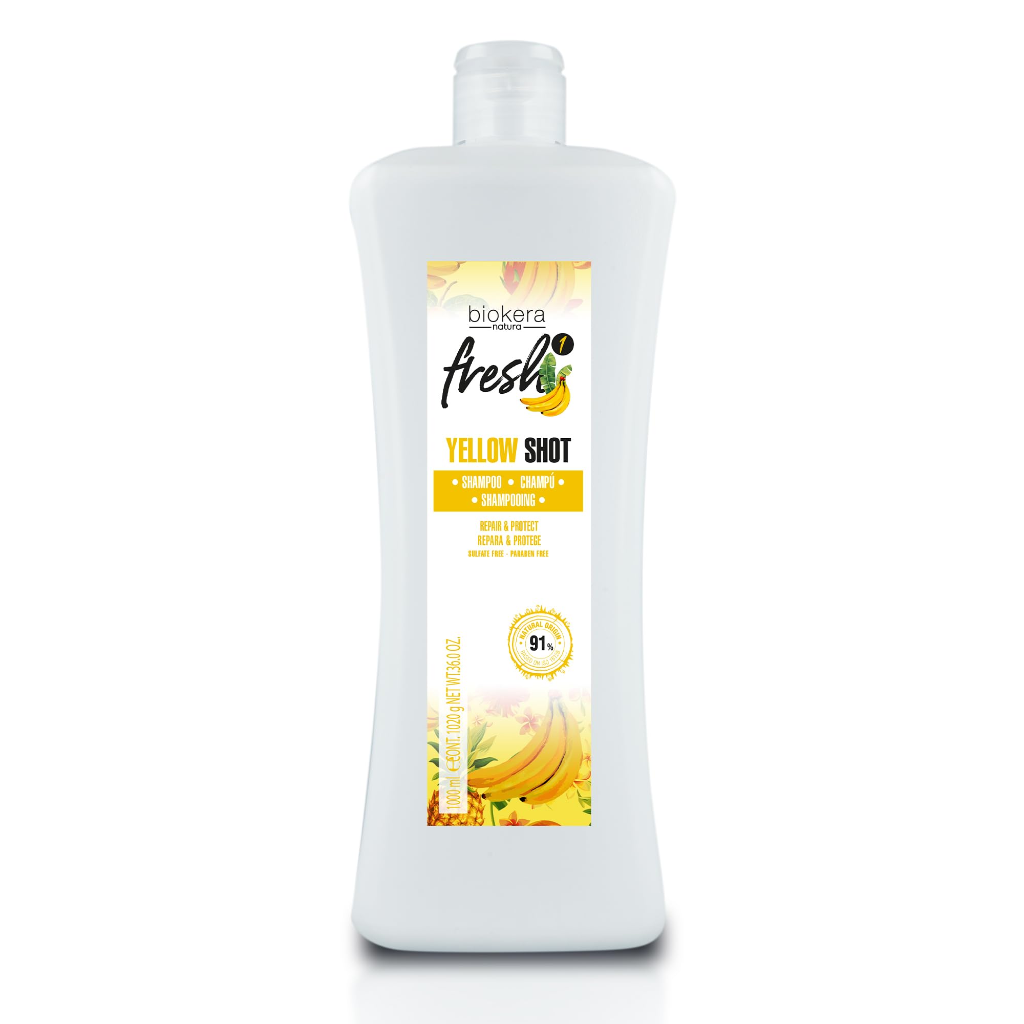 Salerm Repair Shampoo Yellow Shot Biokera Fresh Repairs and Protects for Shiny