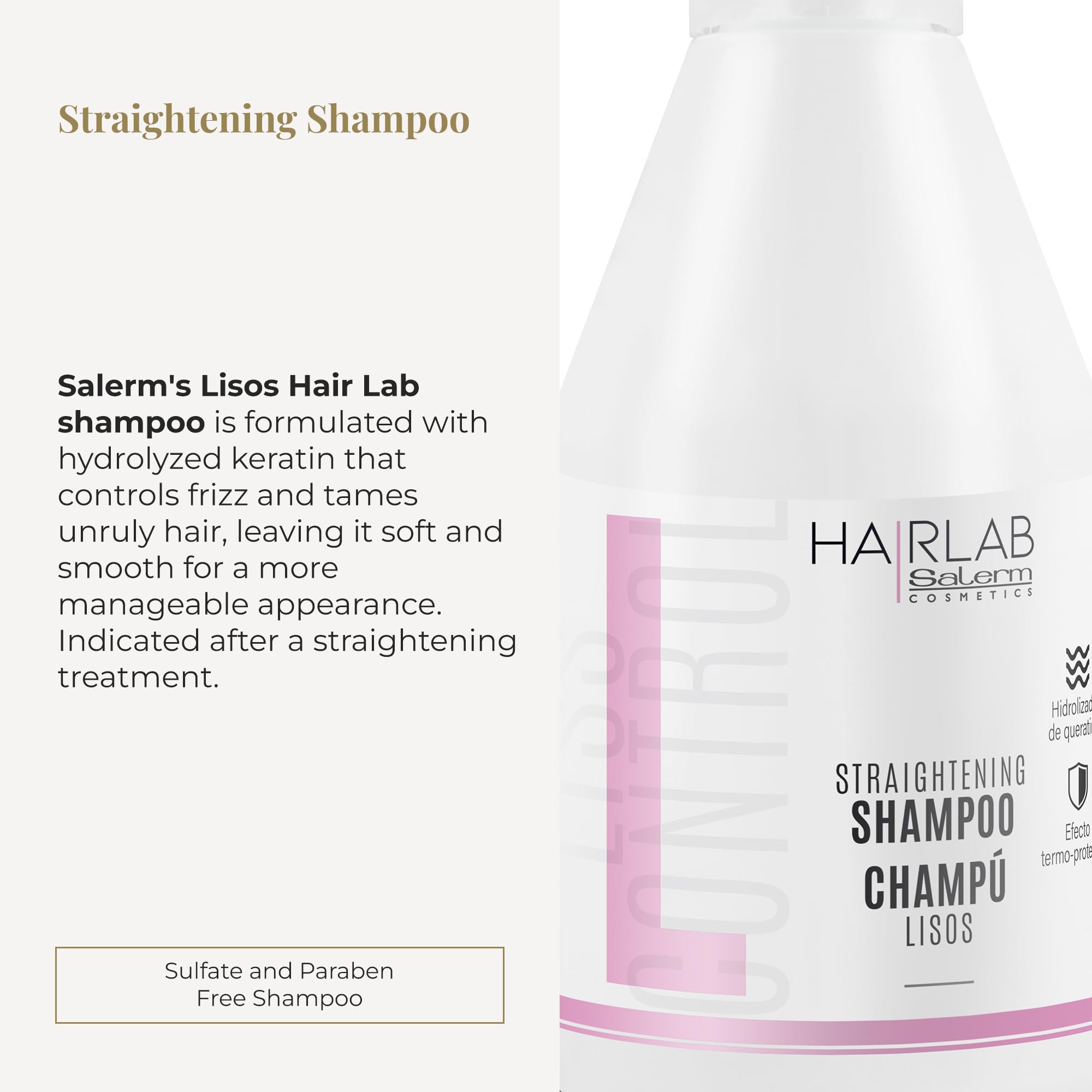 Salerm Keratin Shampoo Lisos Hair Lab Controls Hair Frizz Smooth and Straight - Thumbnail 2