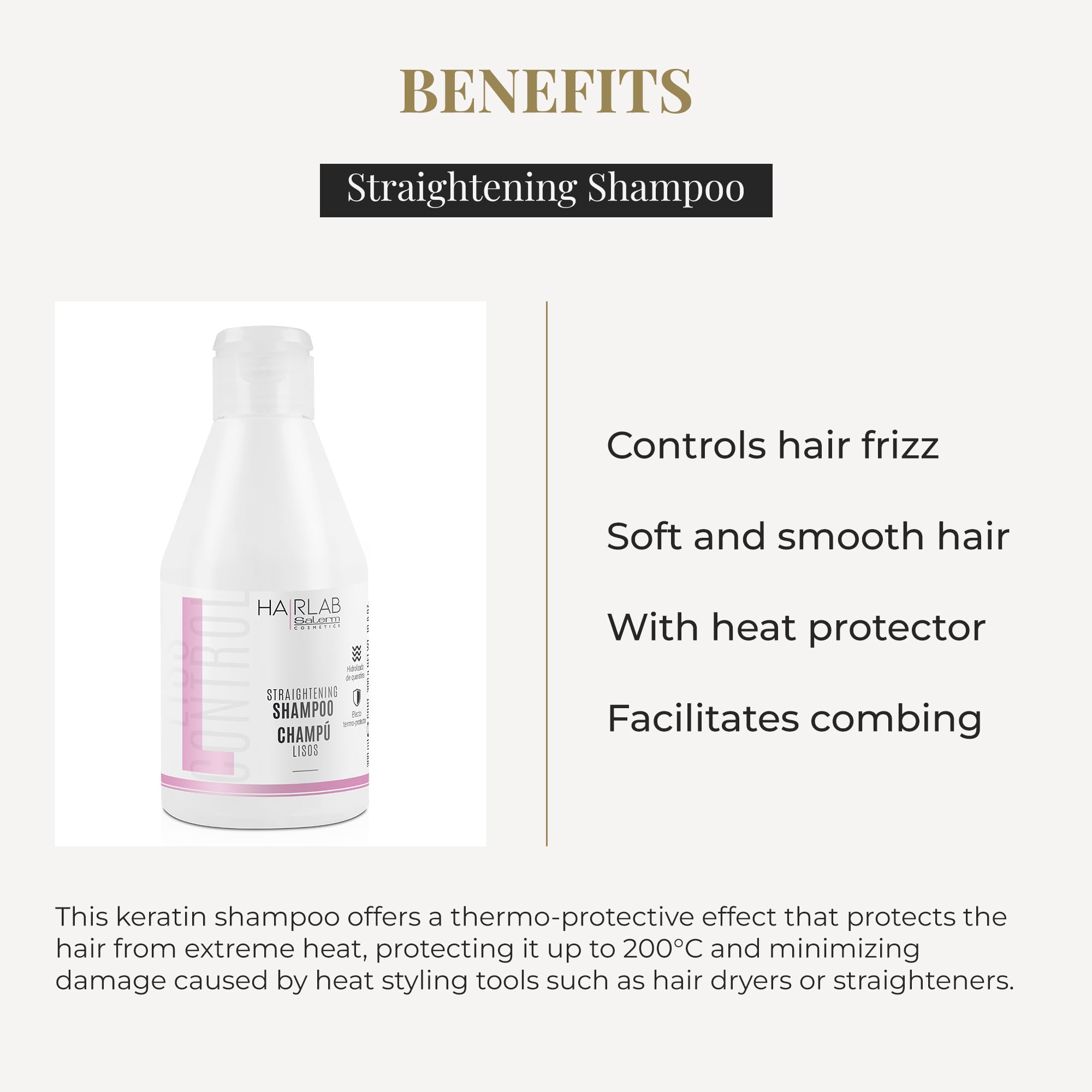 Salerm Keratin Shampoo Lisos Hair Lab Controls Hair Frizz Smooth and Straight - Thumbnail 3