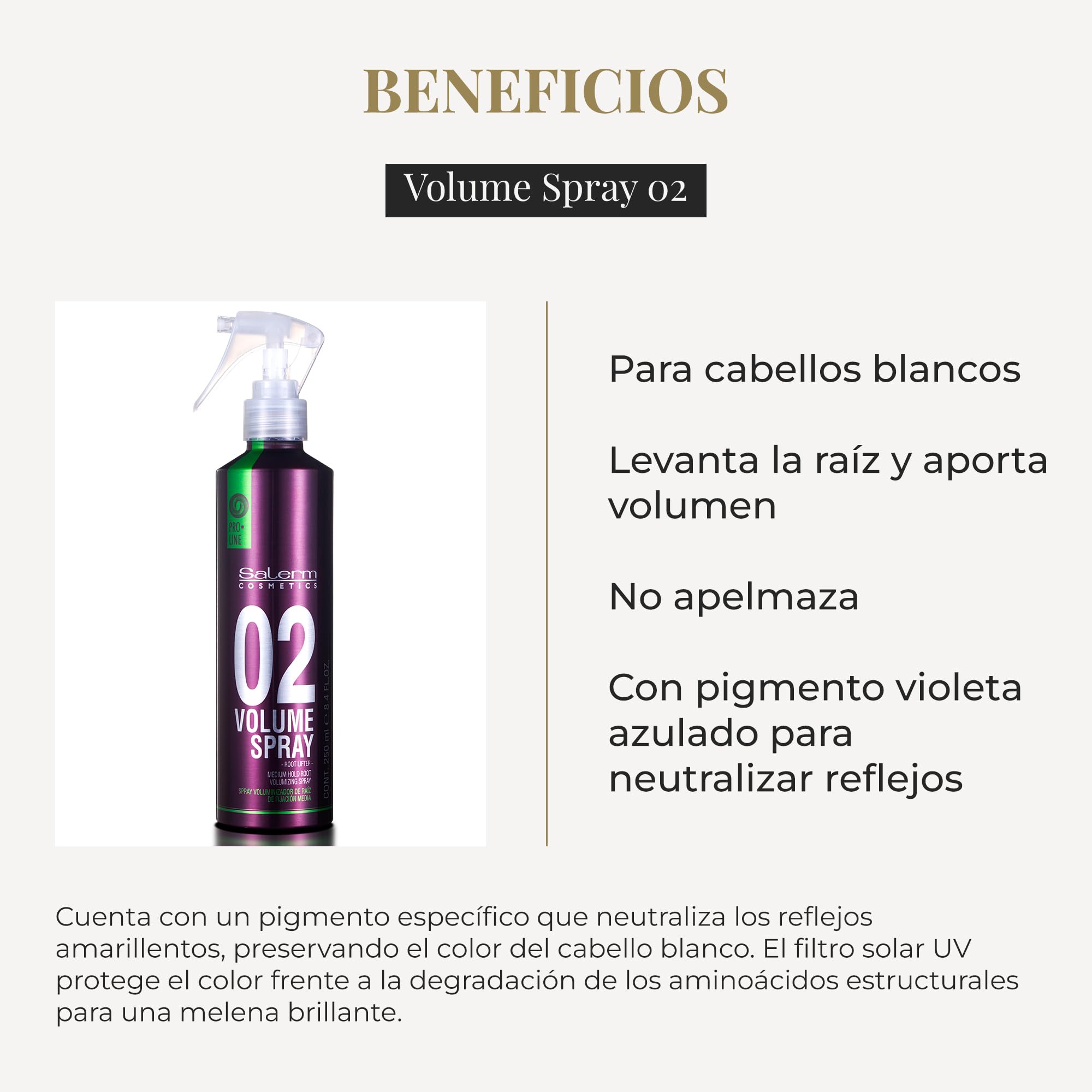 Salerm Volumizing Hair Pro Line Volume 02 White Hair Lightweight Formula for - Thumbnail 3