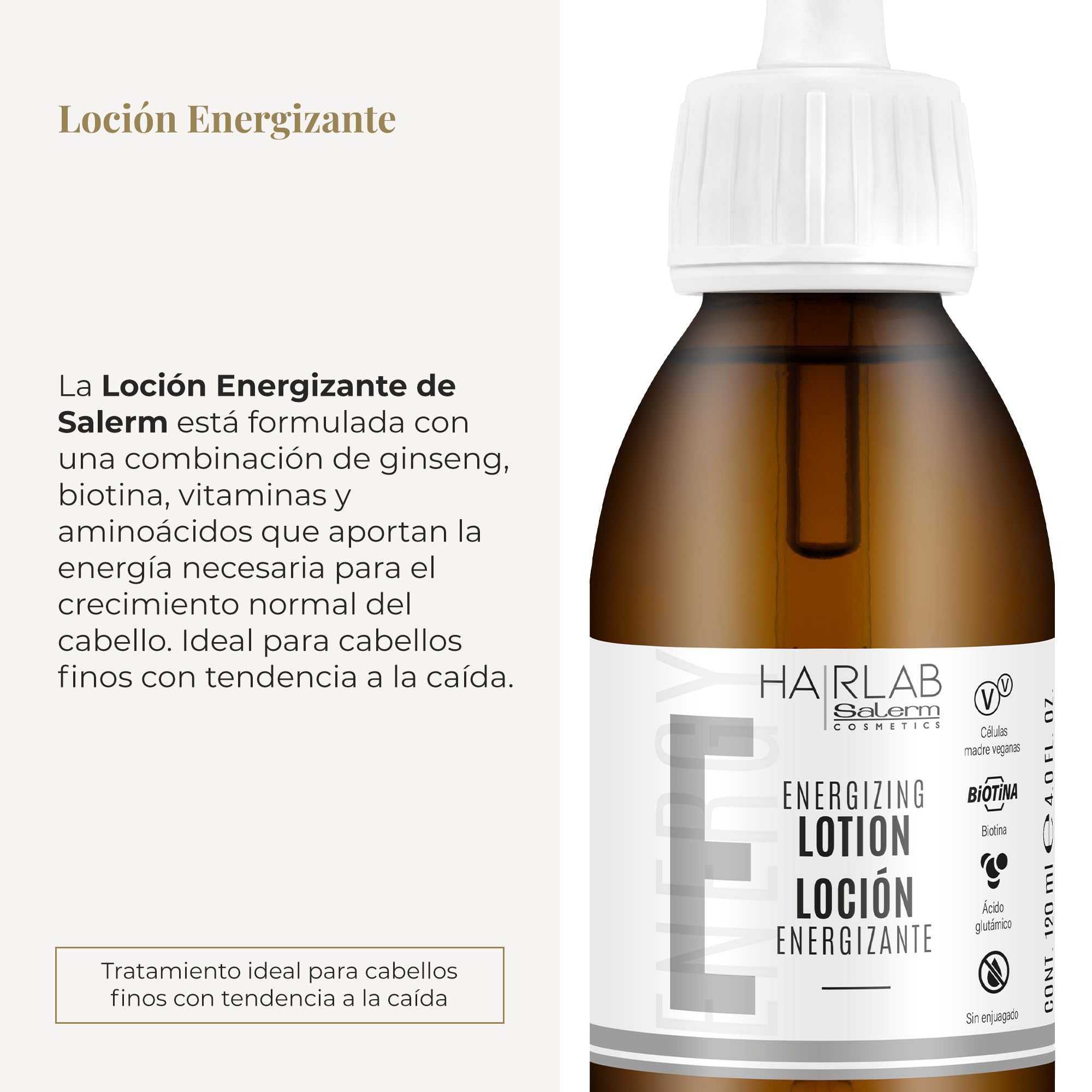 Salerm Hairlab Energizing Lotion Clinically Tested Hair Strengthener 4 oz - Thumbnail 2