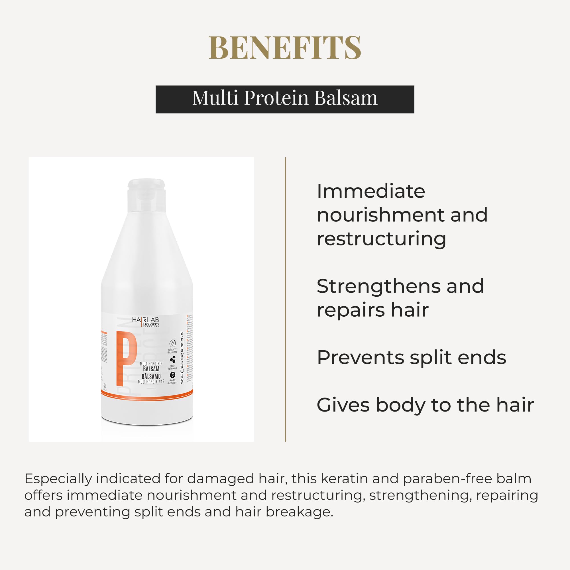 Salerm Hair Conditioner Multi Proteins Hair Lab Balsam Helps Strengthen and - Thumbnail 3