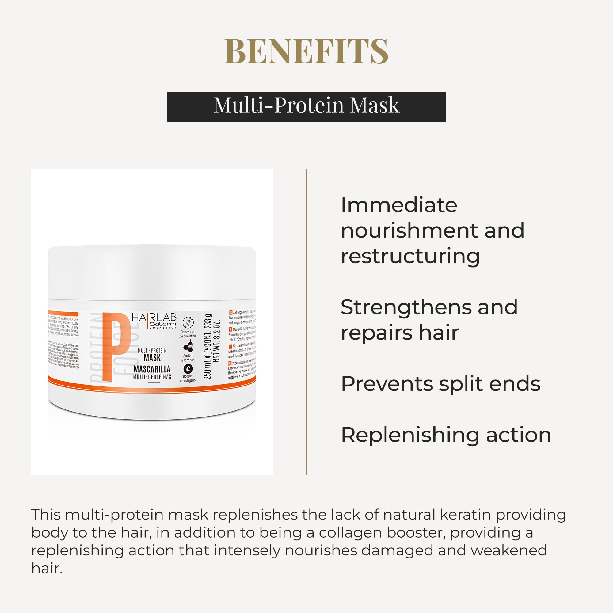 Salerm Damaged Hair Mask Multi Proteins Hair Lab Helps Replenish Natural - Thumbnail 3