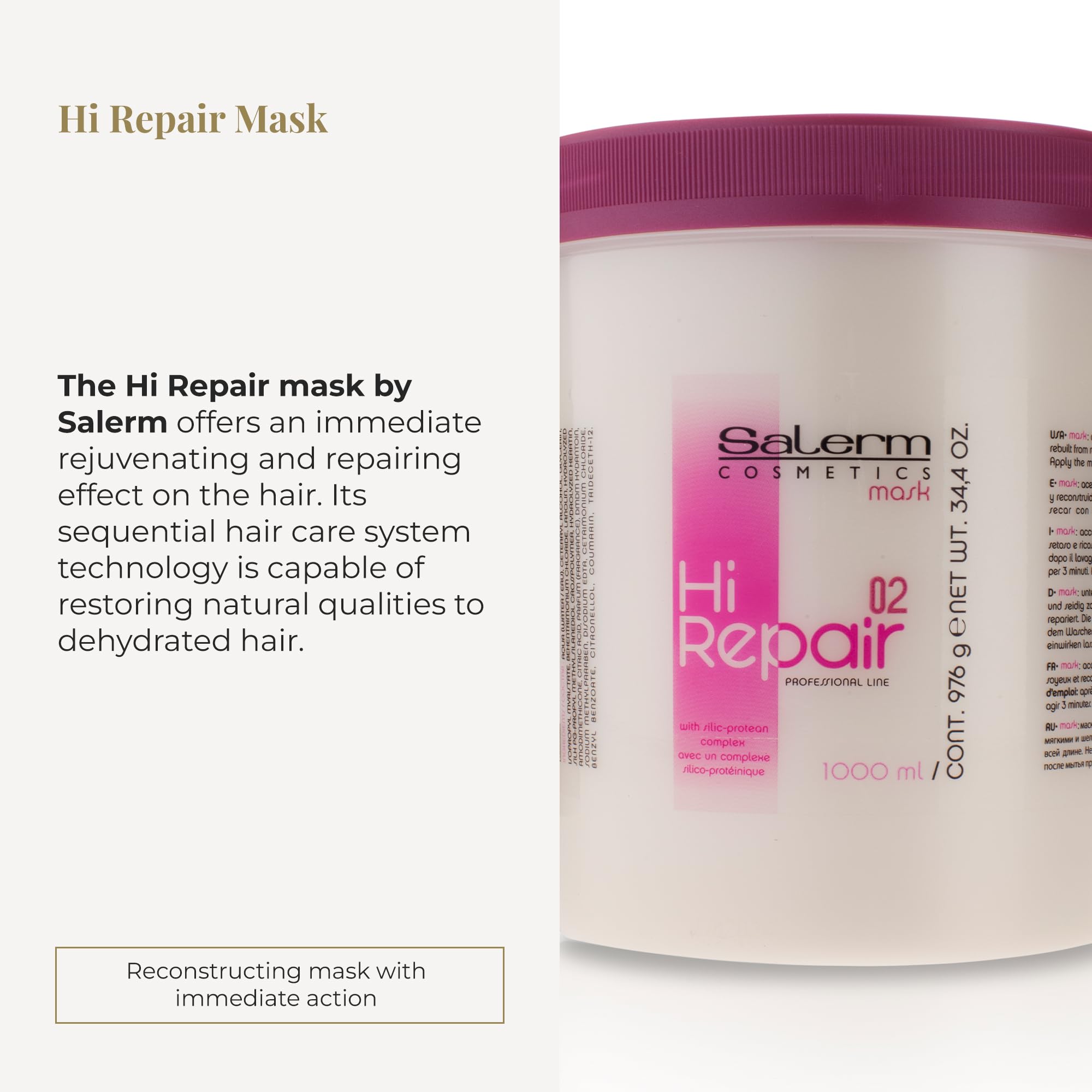 Salerm Hair Repair Mask Hi Repair Mask 02 Deeply Moisturizes Damaged Hair - Thumbnail 2