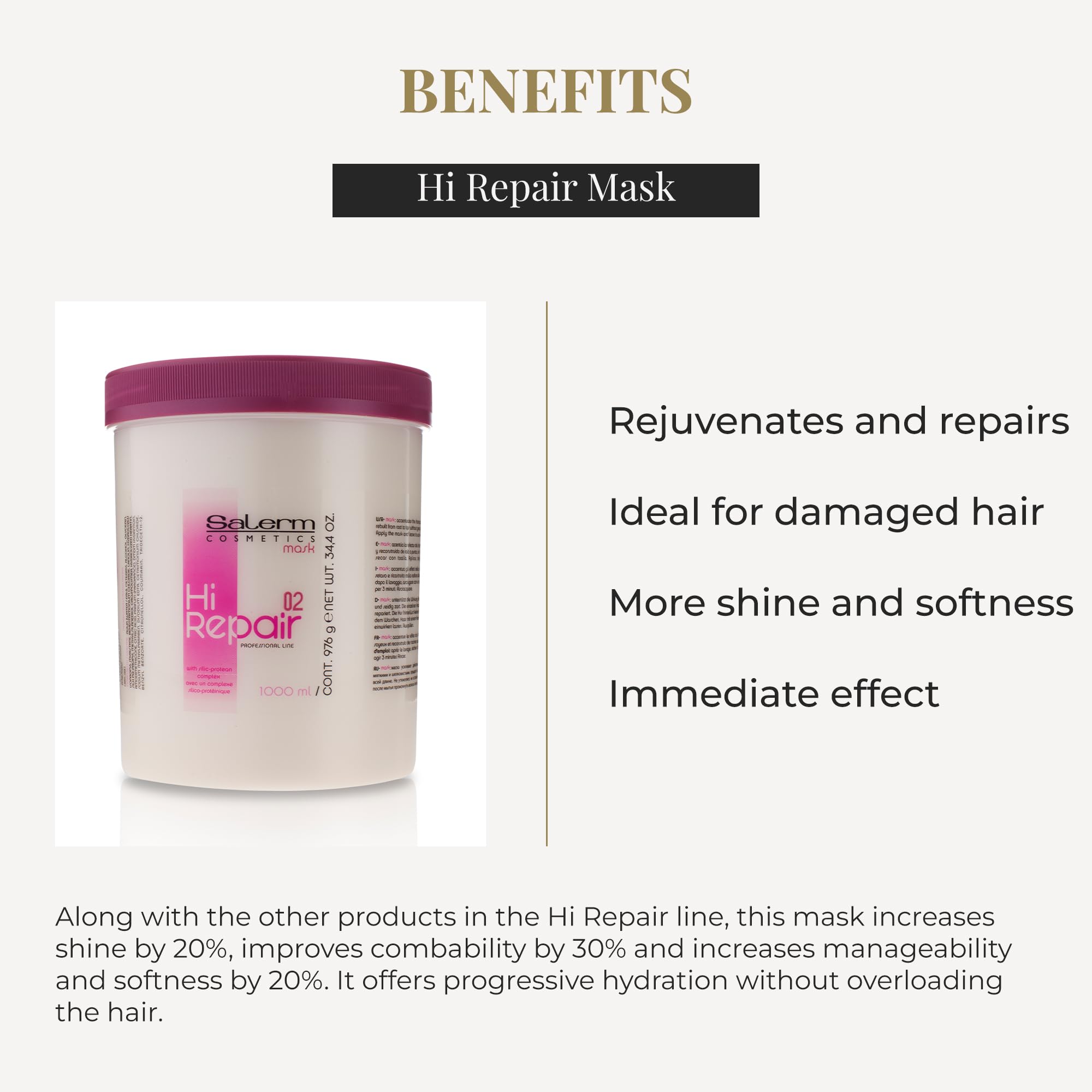Salerm Hair Repair Mask Hi Repair Mask 02 Deeply Moisturizes Damaged Hair - Thumbnail 3