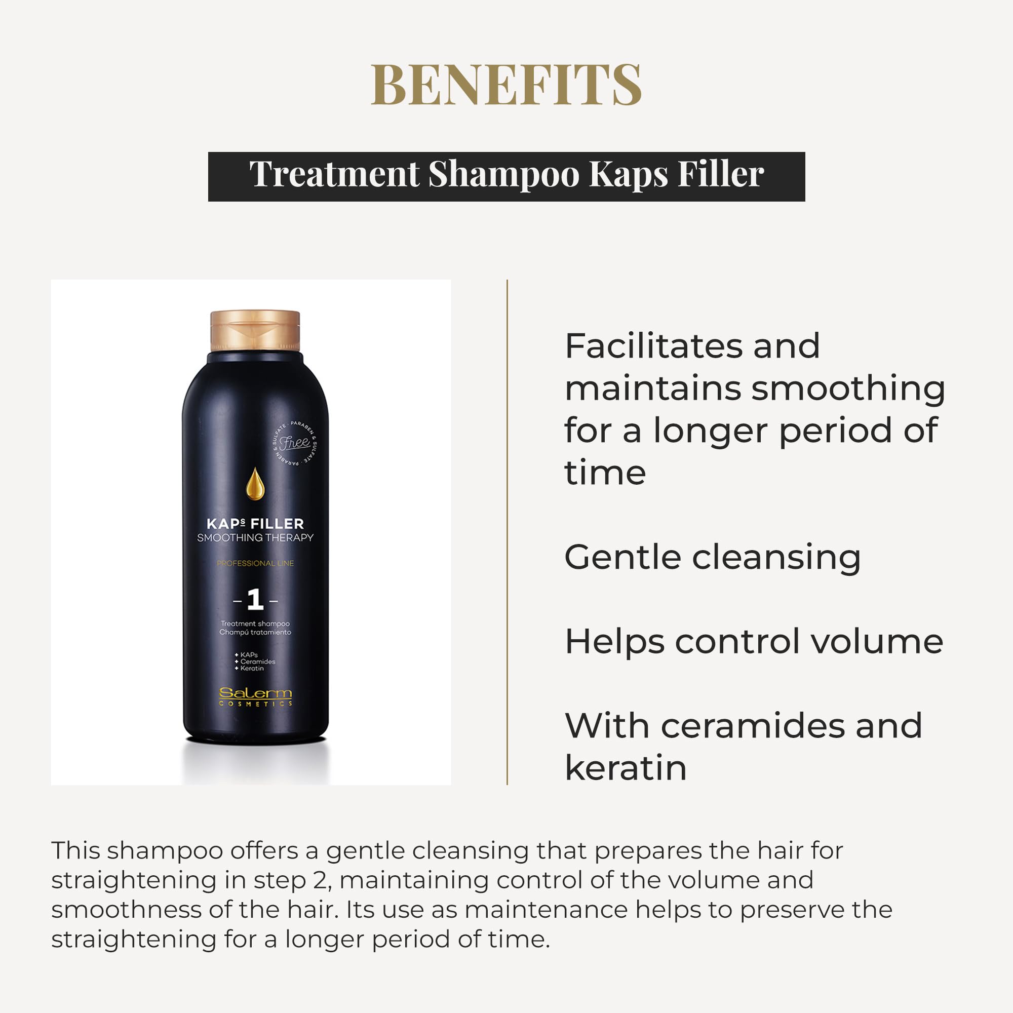 Salerm Sulfate and Paraben Free Shampoo Kaps Filler Treatment Shampoo Maintains - Thumbnail 3