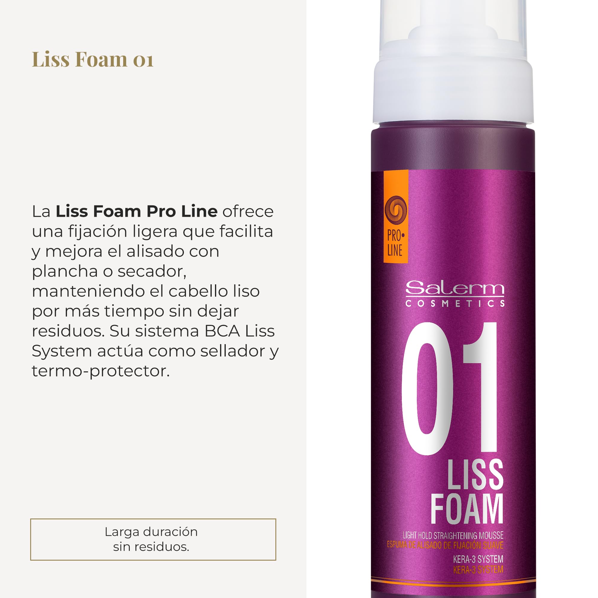 Salerm Straight Hair Foam Pro Line Liss Foam 01 Eases and Improves - Thumbnail 2