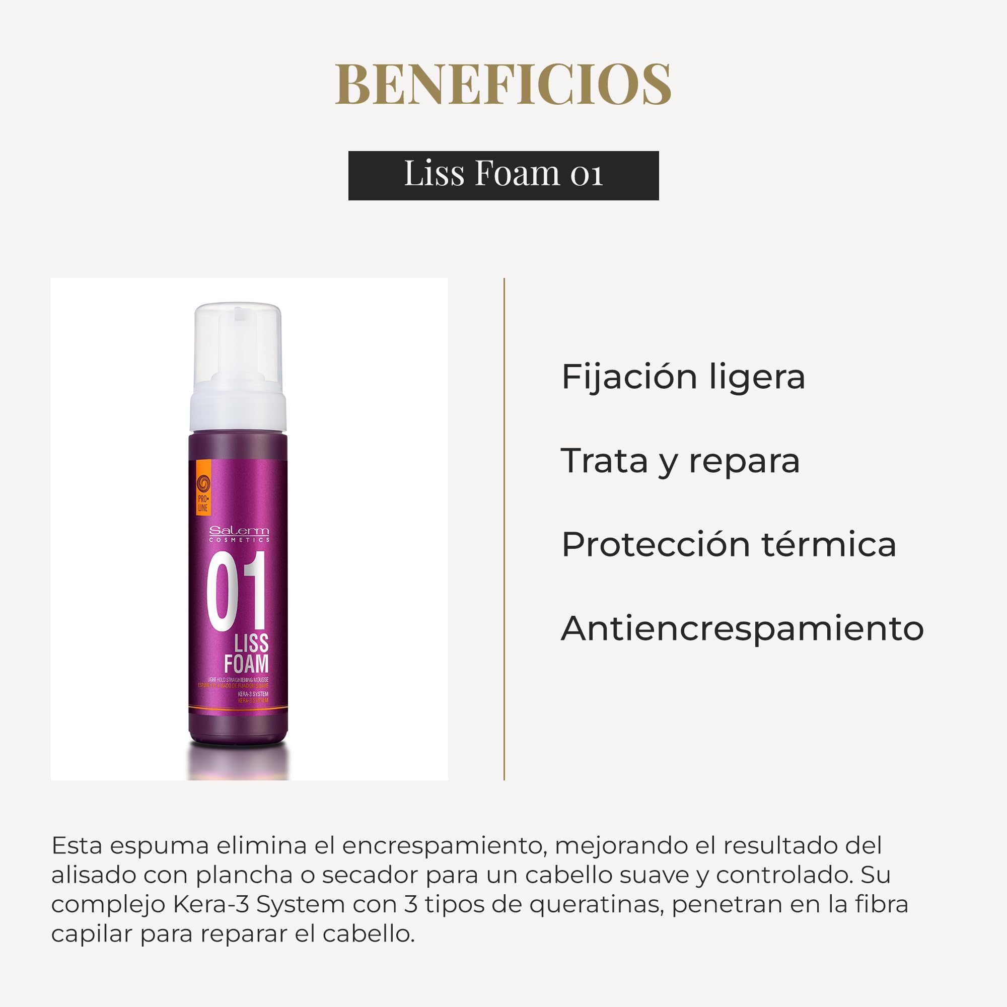 Salerm Straight Hair Foam Pro Line Liss Foam 01 Eases and Improves - Thumbnail 3