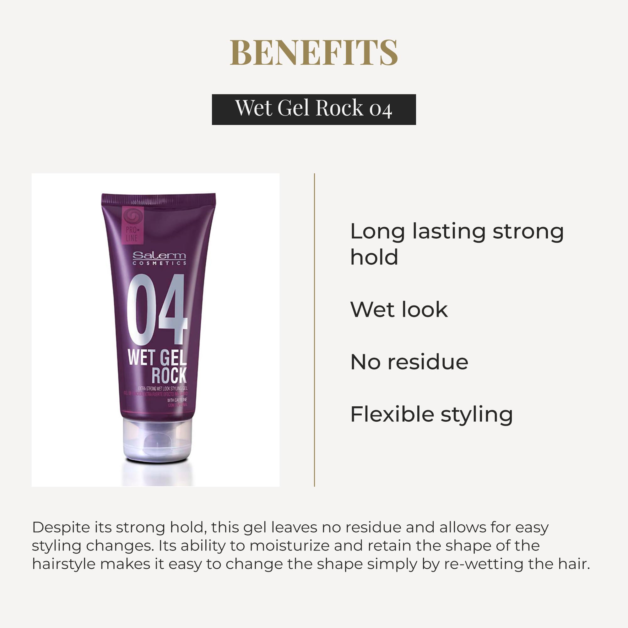Salerm Hair Styling Gel Pro Line Wet Gel Rock 04 Long Lasting Strong Hold Wet - Thumbnail 3