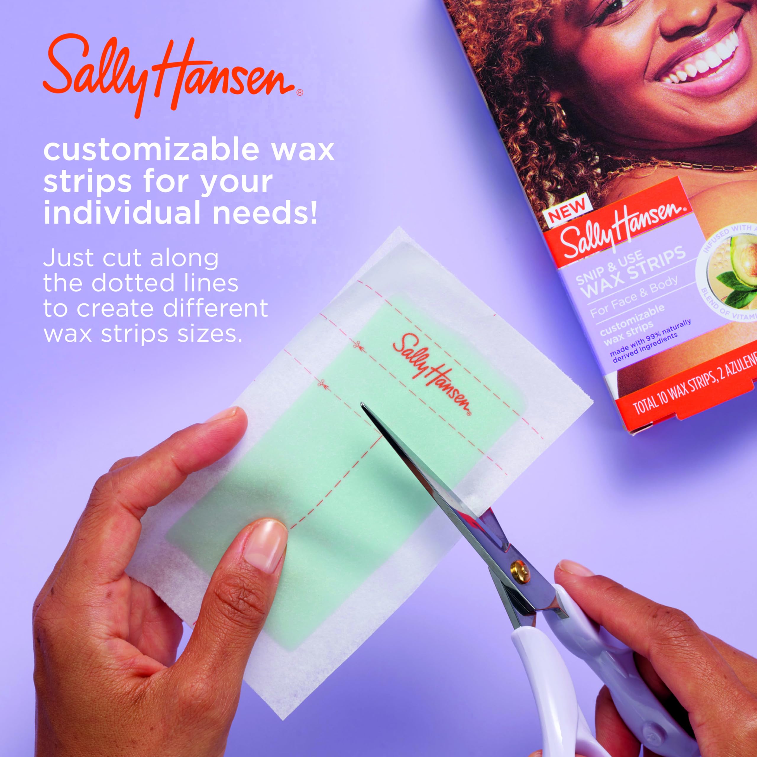 (6-pack) Sally Hansen Snip & Use Wax Strips Kit | Face & Bikini Line Hair Removal | Vitamin E & Avocado Oil Infused | 10 Count - Thumbnail 3