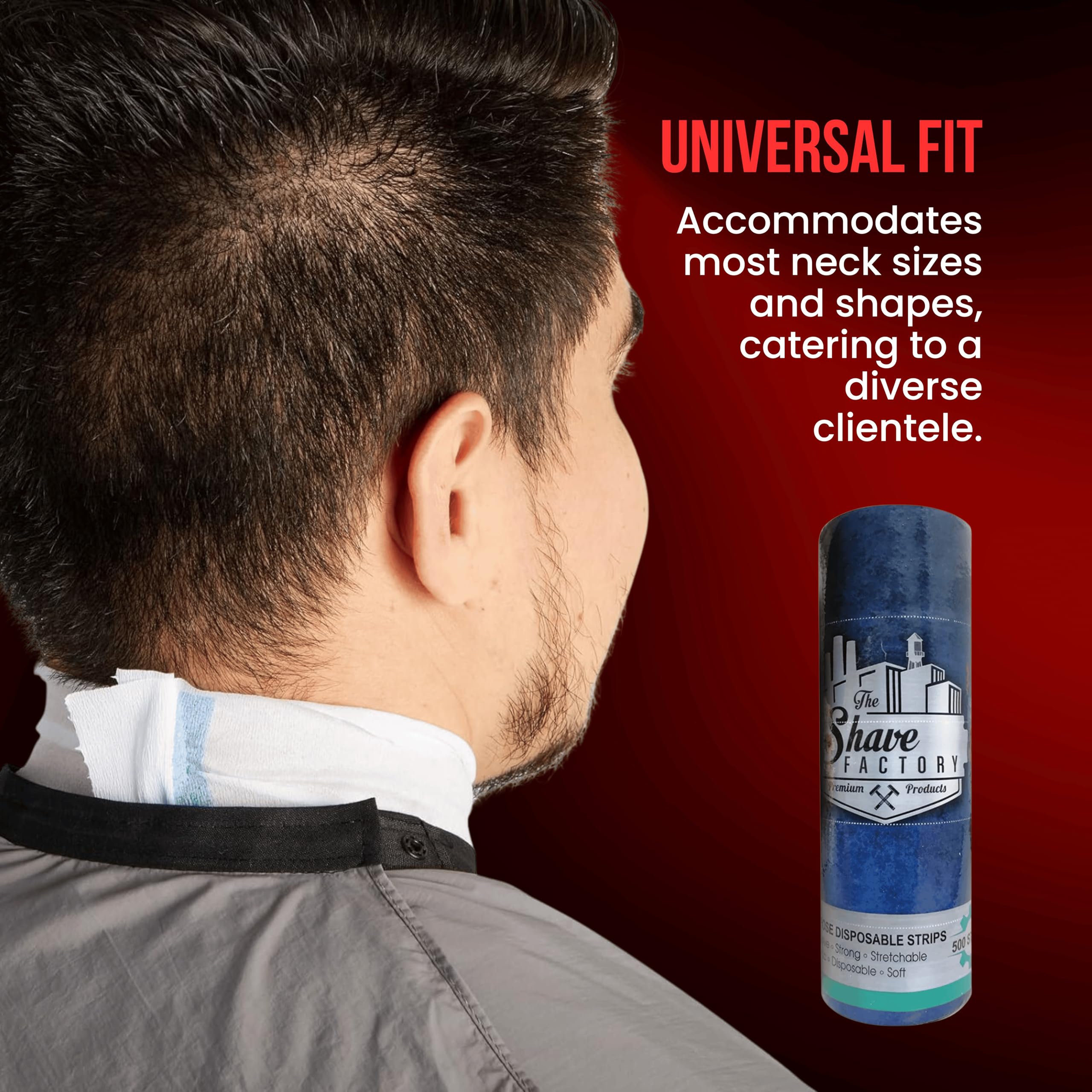 The Shave Factory White Neck Strip Disposable Barber Paper Roll Protects Your - Thumbnail 2