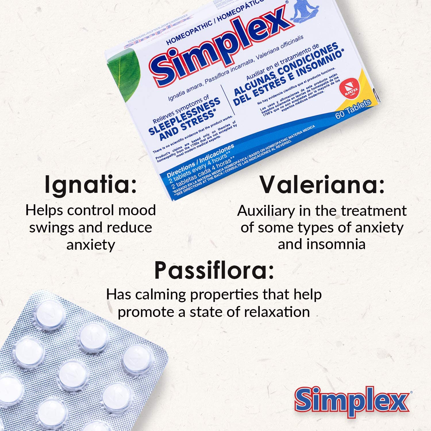 Nartex Simplex Homeopathic Sedative Tablets 60 Count - Thumbnail 2