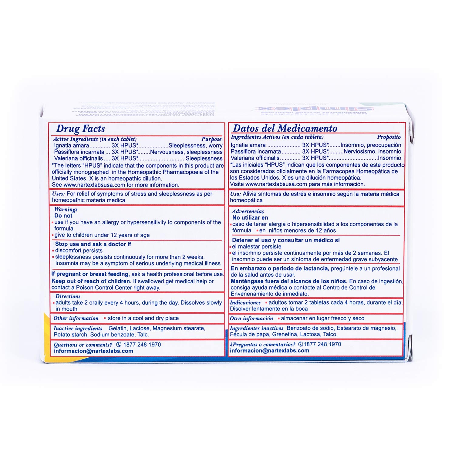 Nartex Simplex Homeopathic Sedative Tablets 60 Count - Thumbnail 3