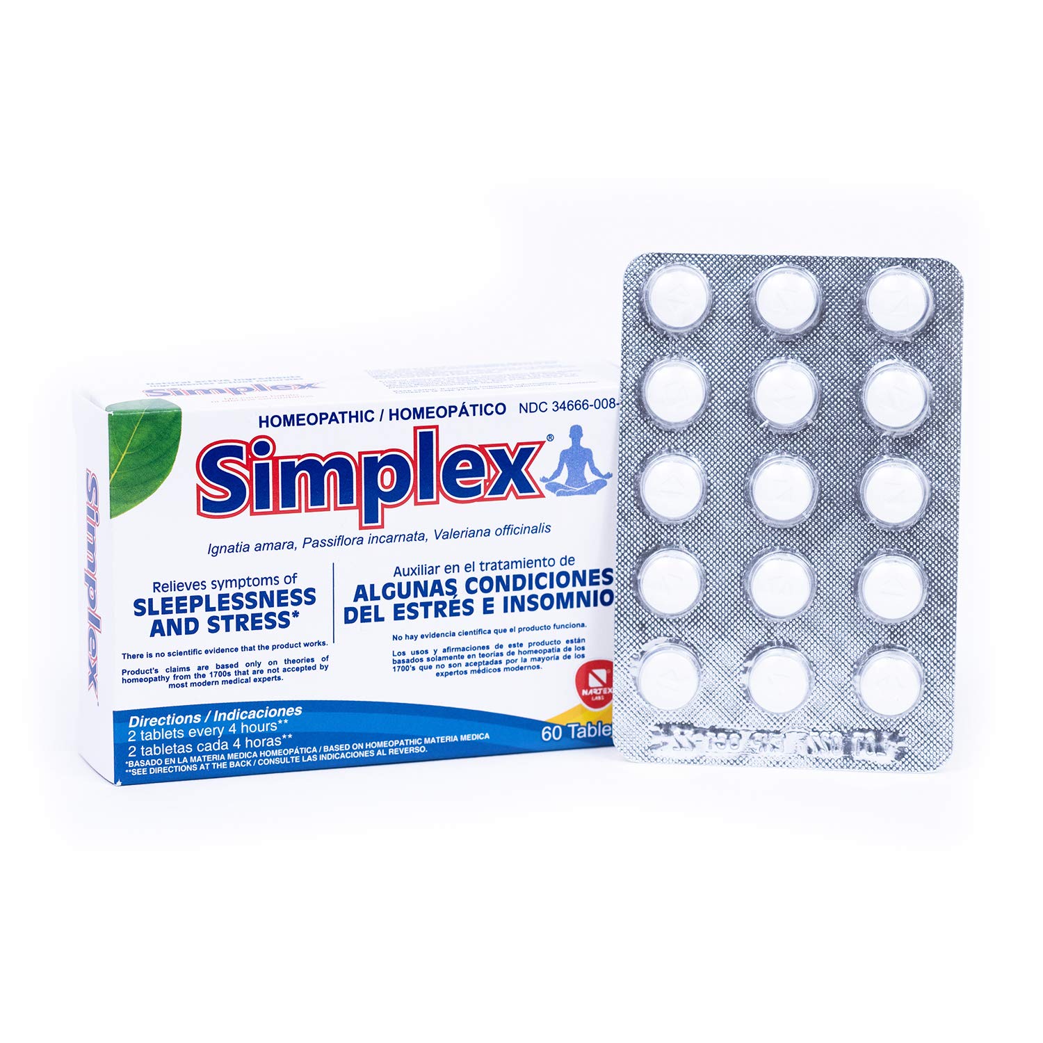 Nartex Simplex Homeopathic Sedative Tablets 60 Count