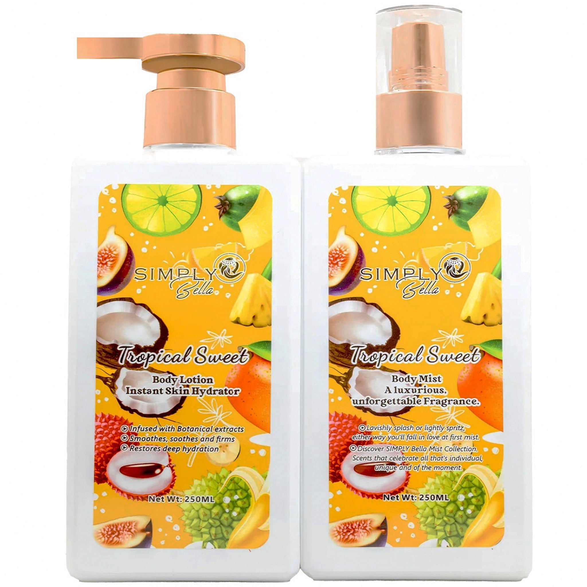 (16-pack) Simply Bella Body Lotion + Body Mist Tropical Sweet (Set)